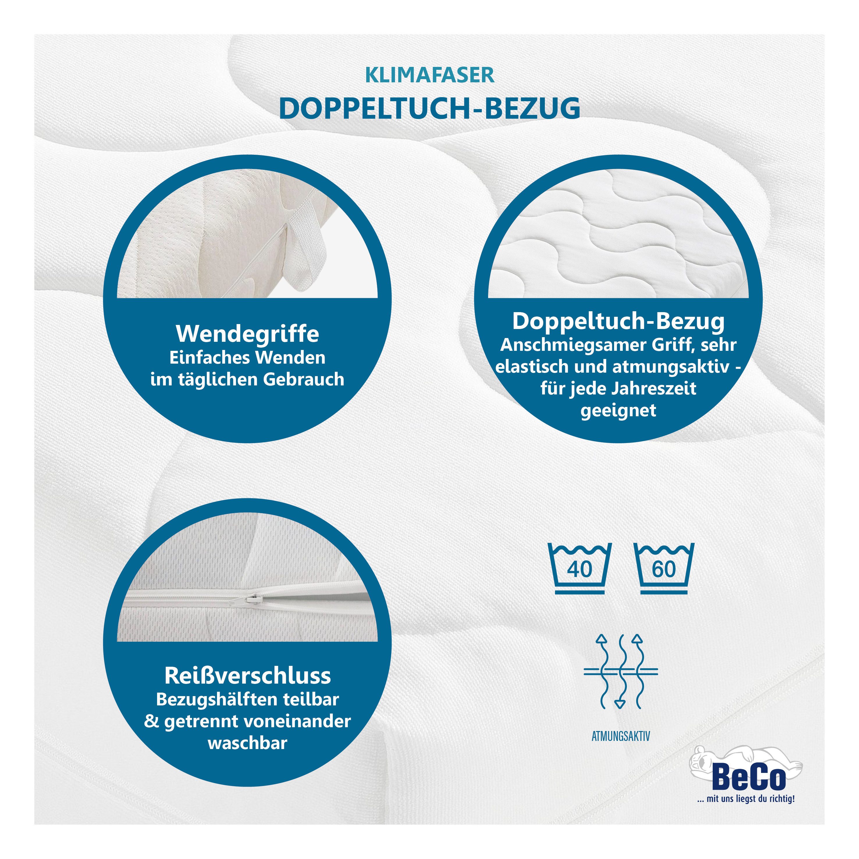 Beco Comfortschuimmatras KS Luxus Kies uit een polyester- of een natuurlijke katoenen bekleding! hoogte 27 cm