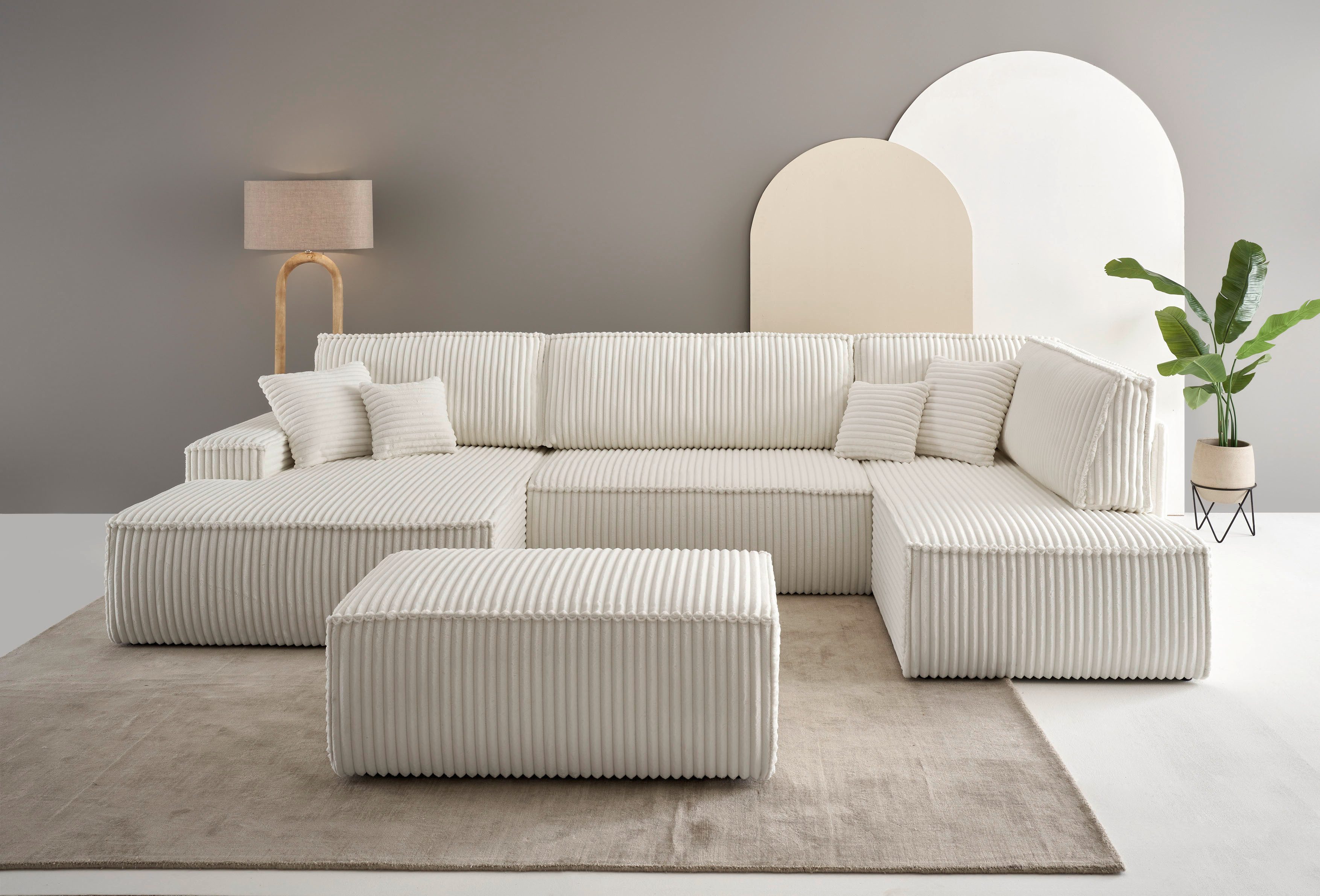 andas Zithoek FINNLEY U-model XXL 329 cm, bedbank, slaapfunctie m. bedkist