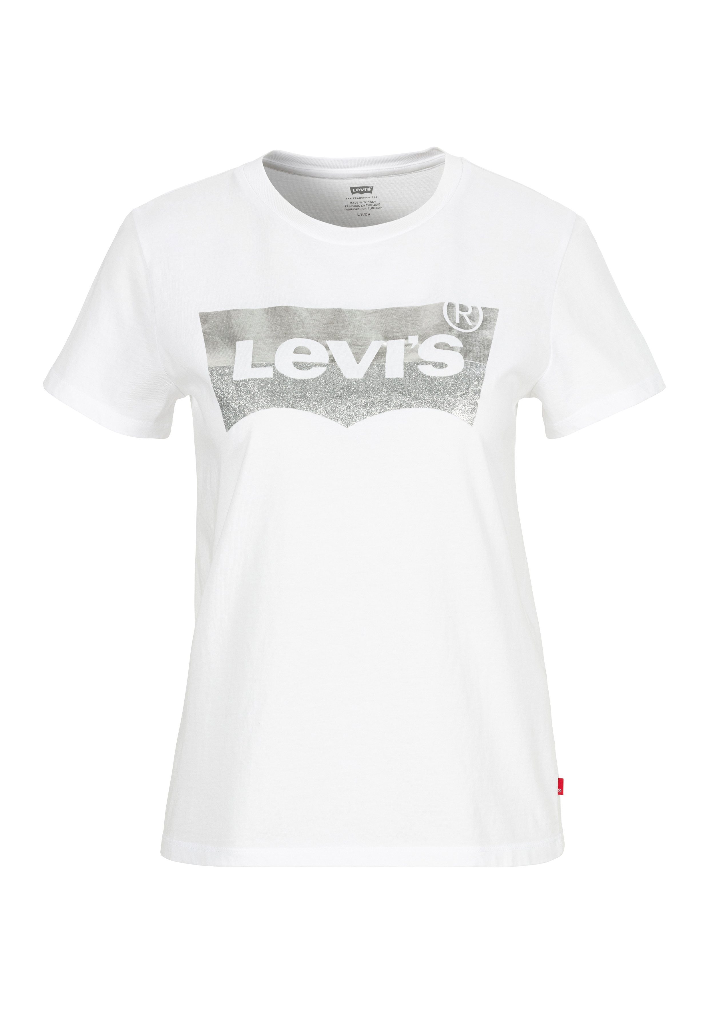 Levi's Shirt met ronde hals The Perfect Tee met logo in metallic-holoprint