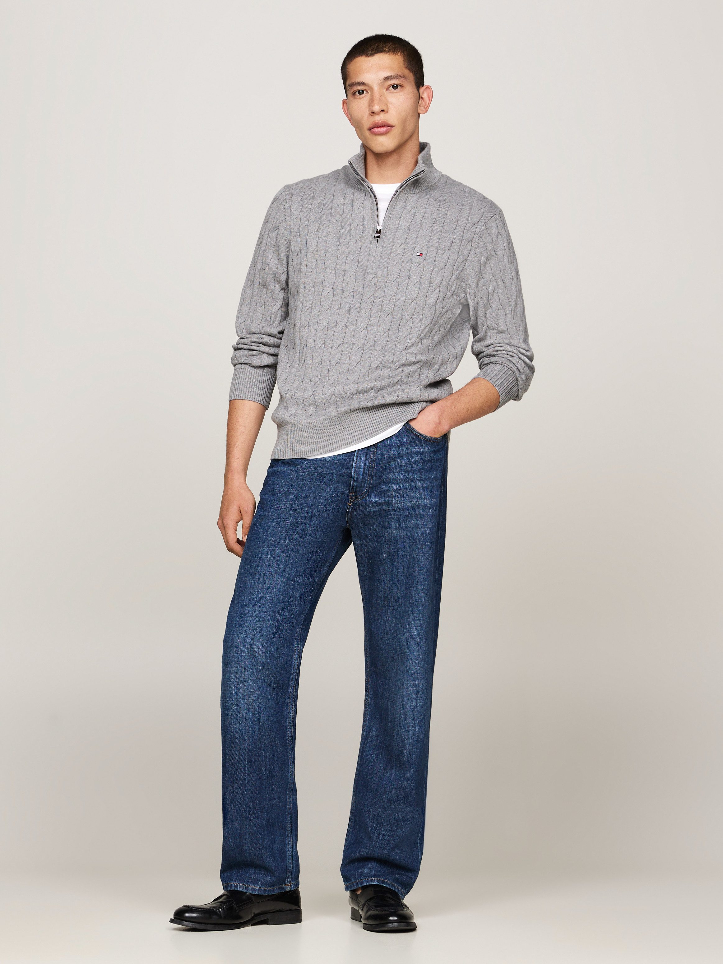 Tommy Hilfiger Gebreide trui CLASSIC COTTON CABLE ZIP MOCK