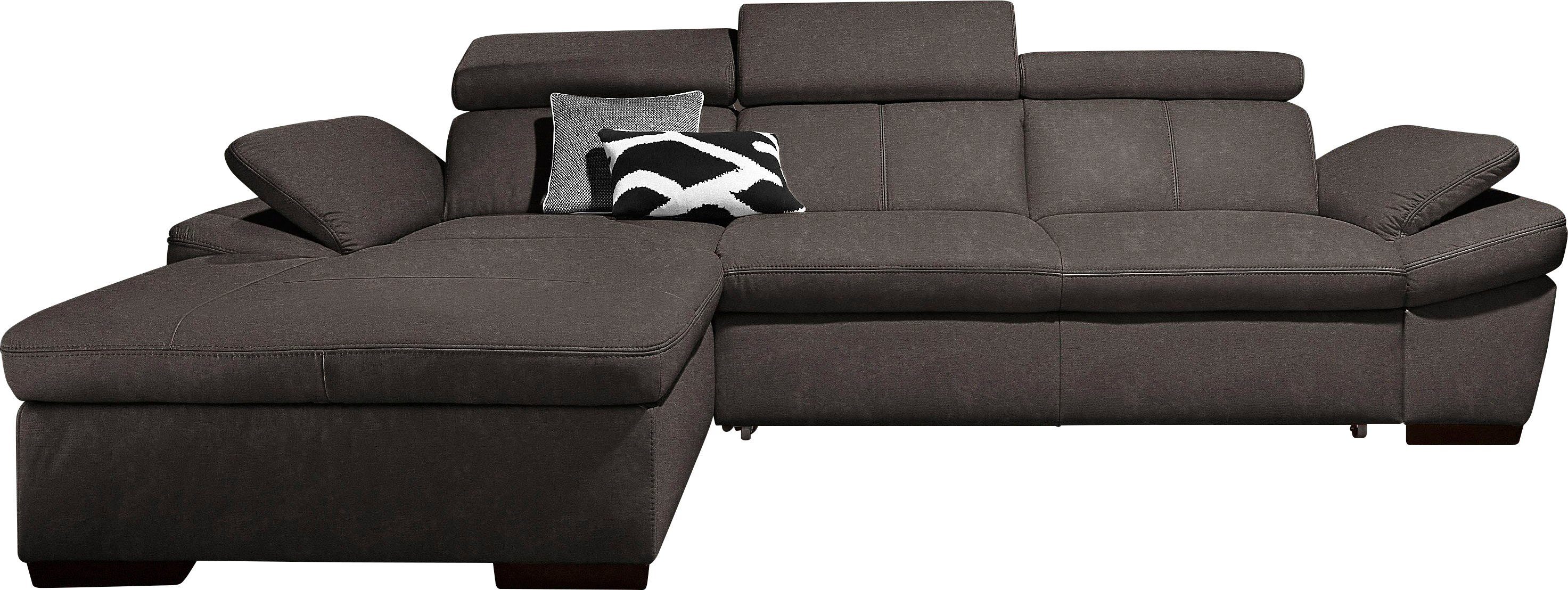 exxpo - sofa fashion Hoekbank Salerno, klassieke moderne functionele bank, hoog zitcomfort, L-vorm inclusief verstelbare hoofdsteun en armleuning,