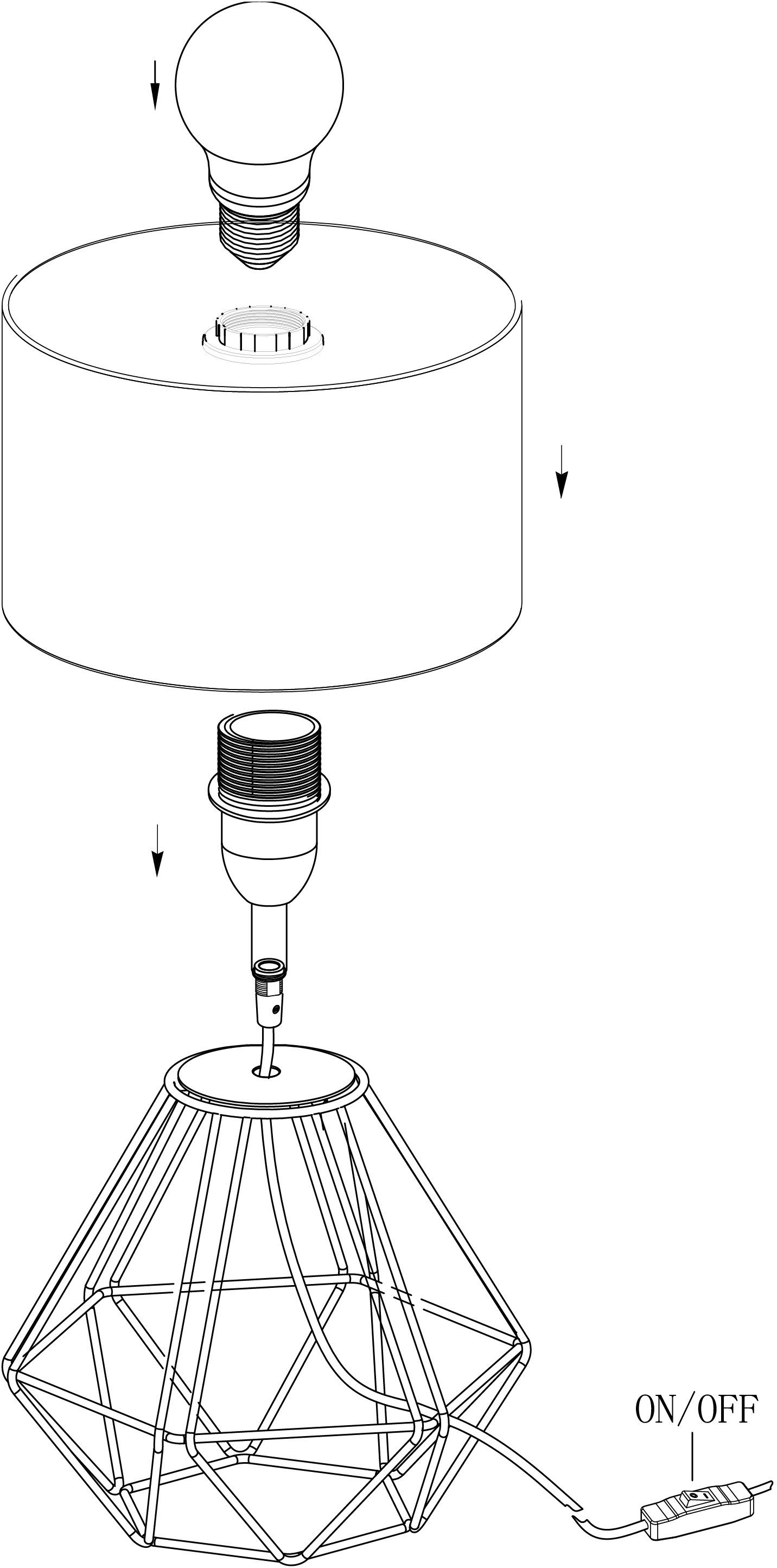 EGLO Tafellamp CARLTON 2 Vintage tafellamp, nachttafellamp, zwart, wit, fitting: E14