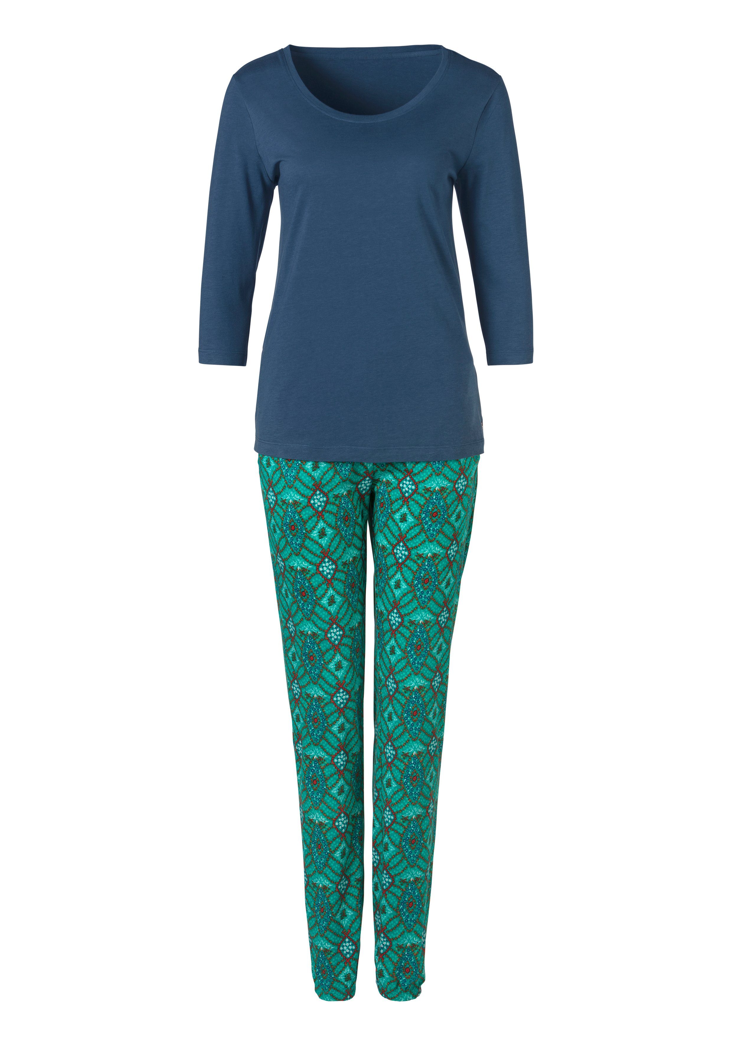 s.Oliver RED LABEL Beachwear Pyjama ornamentprint met 3/4-mouwen (2-delig, 1 stuk)