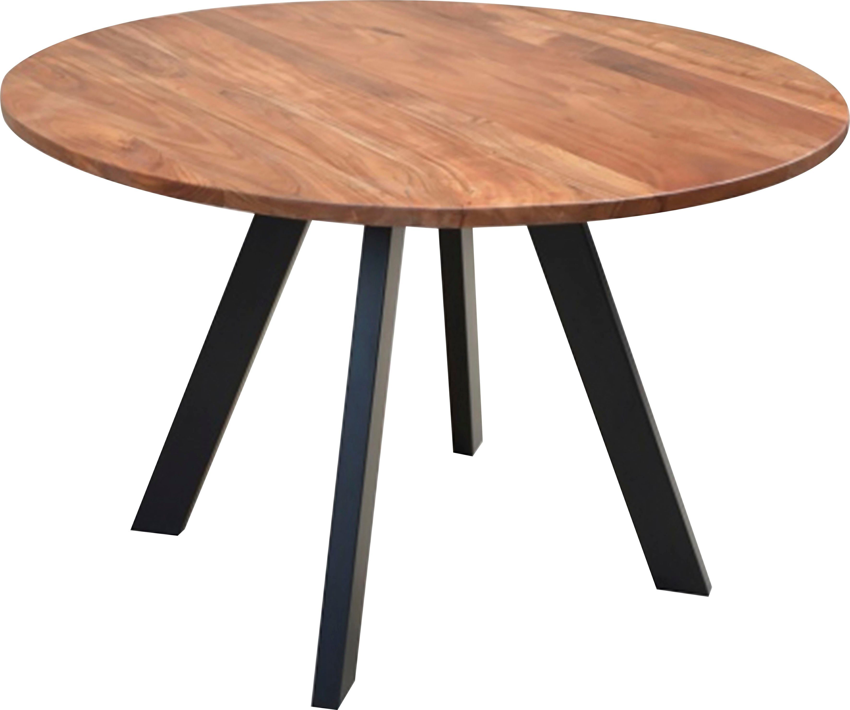 byLIVING Eettafel Tara opvallend tafelblad van massief acaciahout (1 stuk) eettafels maat 120 cm x 76 cm x 120 cm bruin