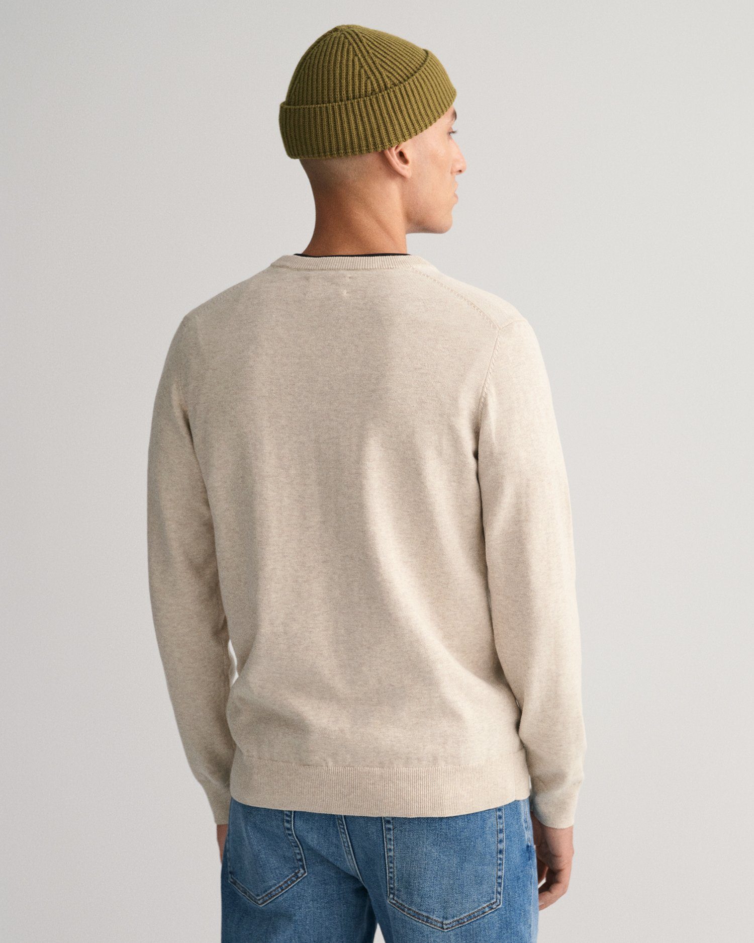 Gant Trui met V-hals CLASSIC COTTON V-NECK Premium brei jersey van zacht 100% katoen overgangs trui