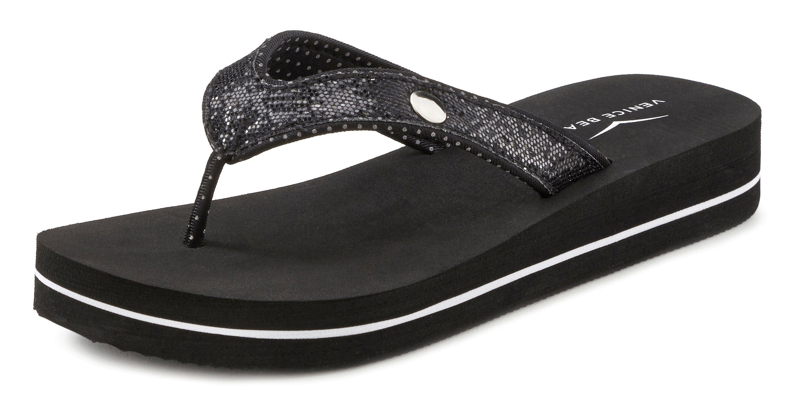 Venice Beach Badslippers Sandaal, pantoletten, badschoenen ultralicht met glitterband VEGAN