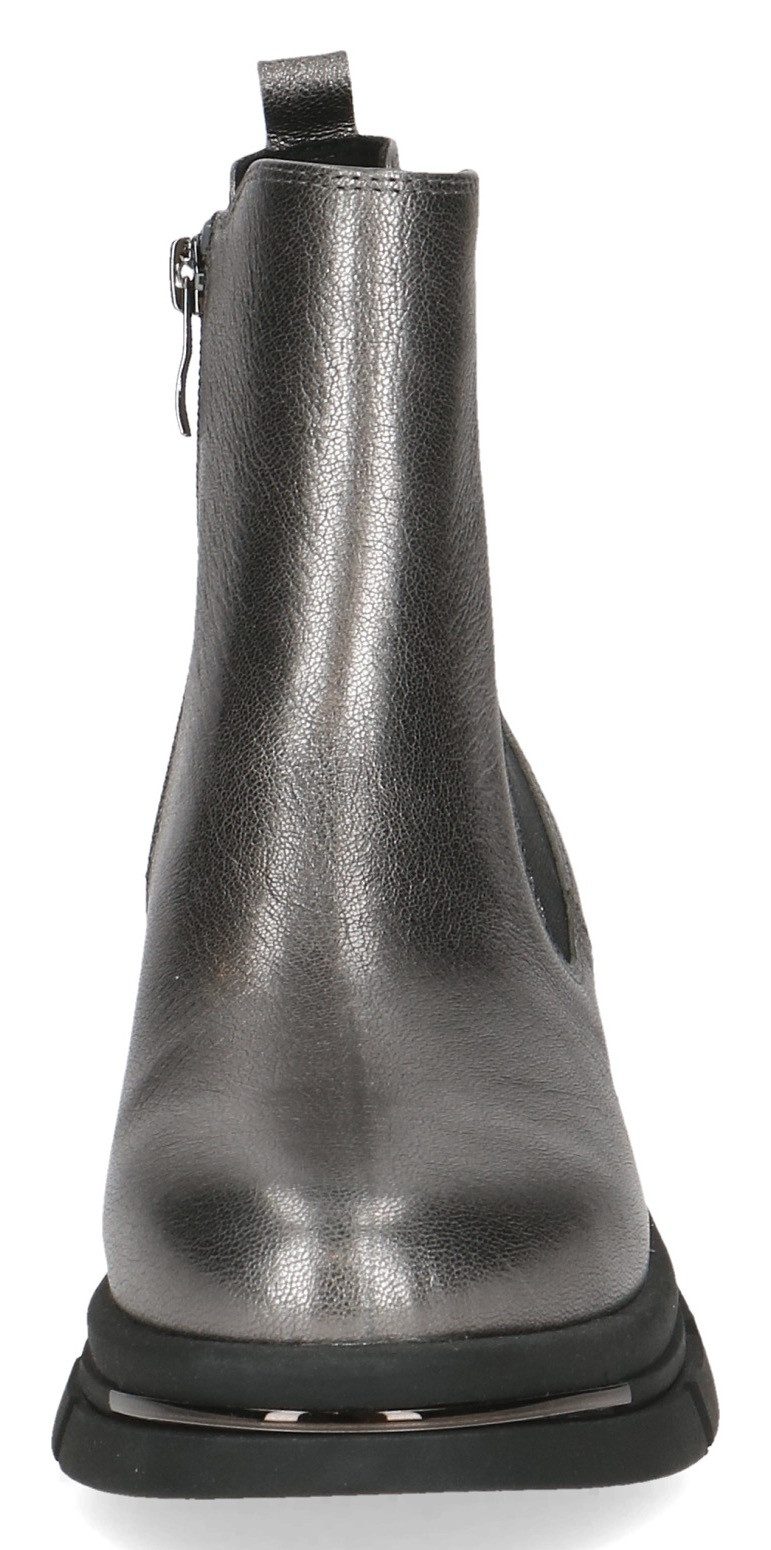 Caprice Chelsea-boots , blokhak, plateau, enkellaarsje in opvallende metallic-uitstraling