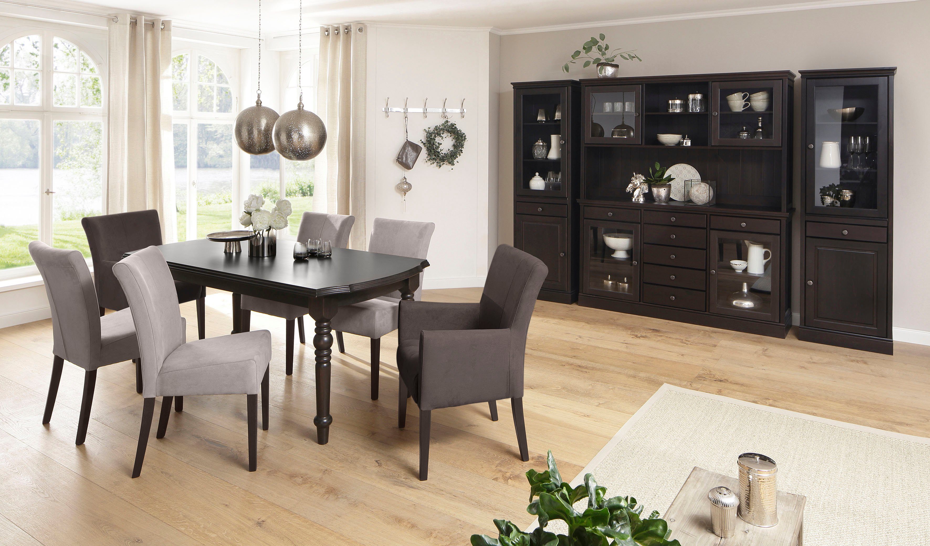 Home affaire Eetkamerstoel King Gestoffeerde stoel, fauteuil, massief houten frame