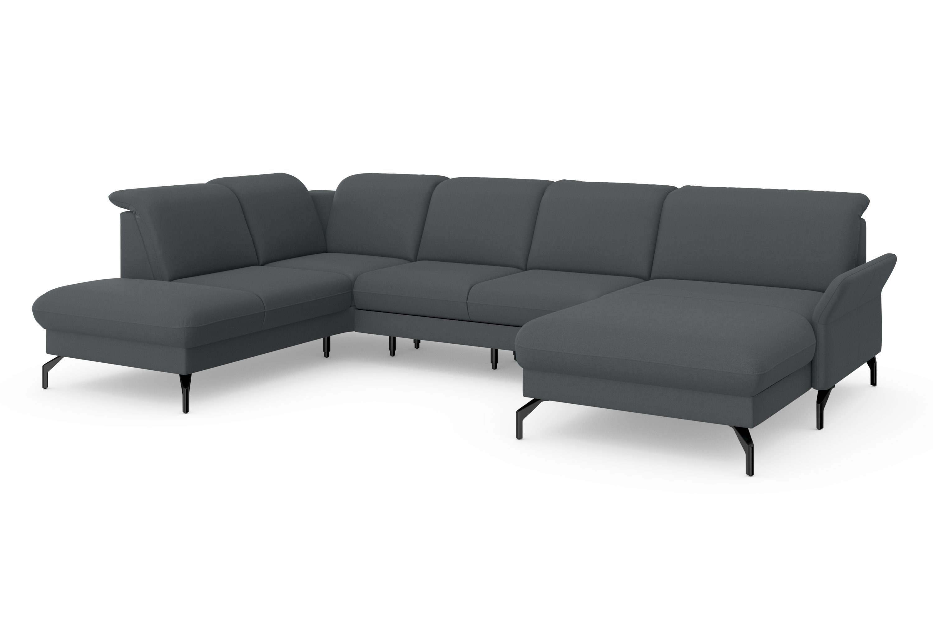 sit&more Zithoek Fashion U-vorm naar keuze met verstelbare hoofdsteun, uittrekzitting, motorisch, metalen poten