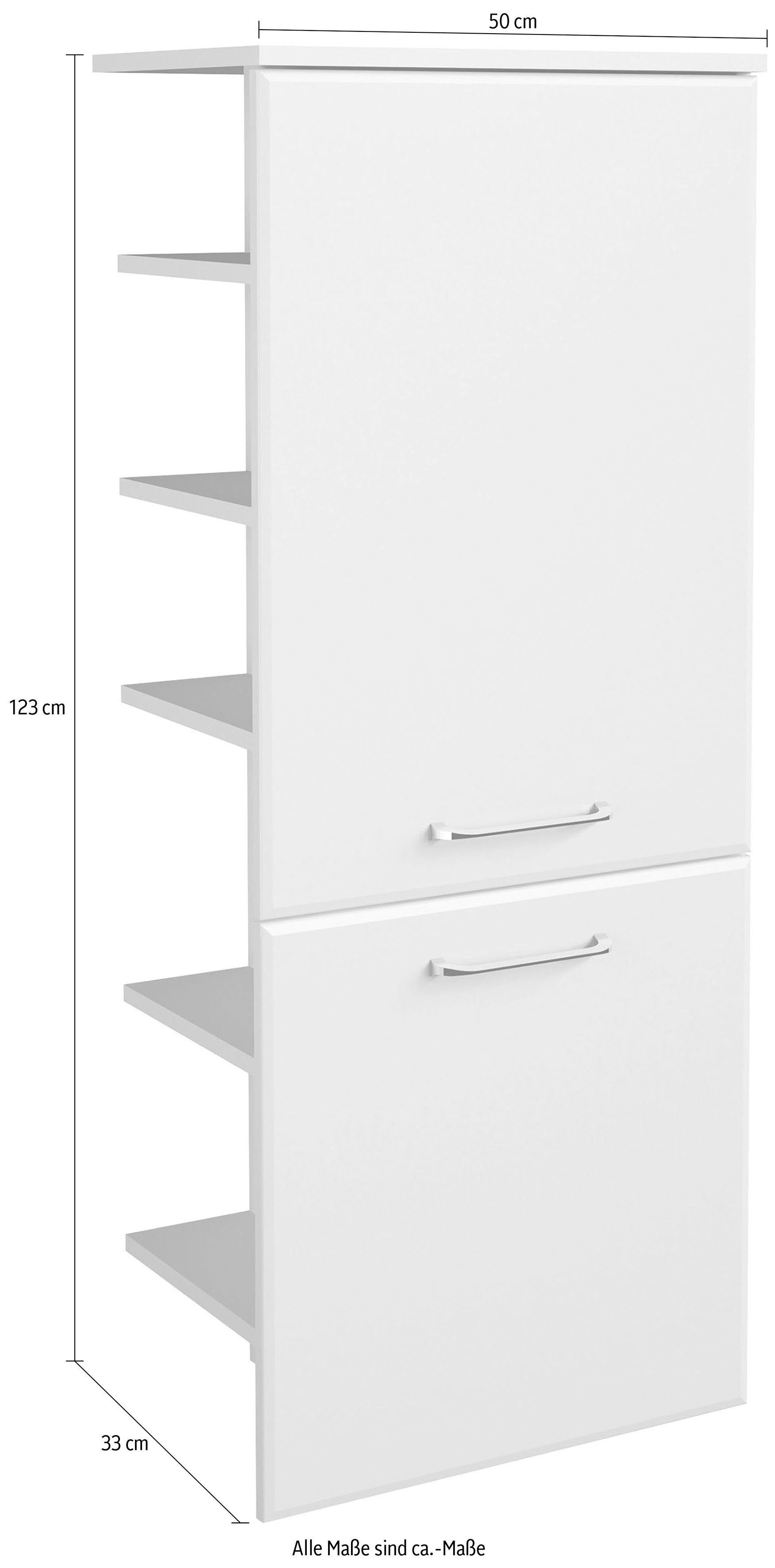 Saphir Halfhoge kast Quickset badkamermeubel 50 cm breed, 2 deuren, zijplanken Badkamer-halfhoge kast inclusief deurdemper, grepen in glanzend chroom