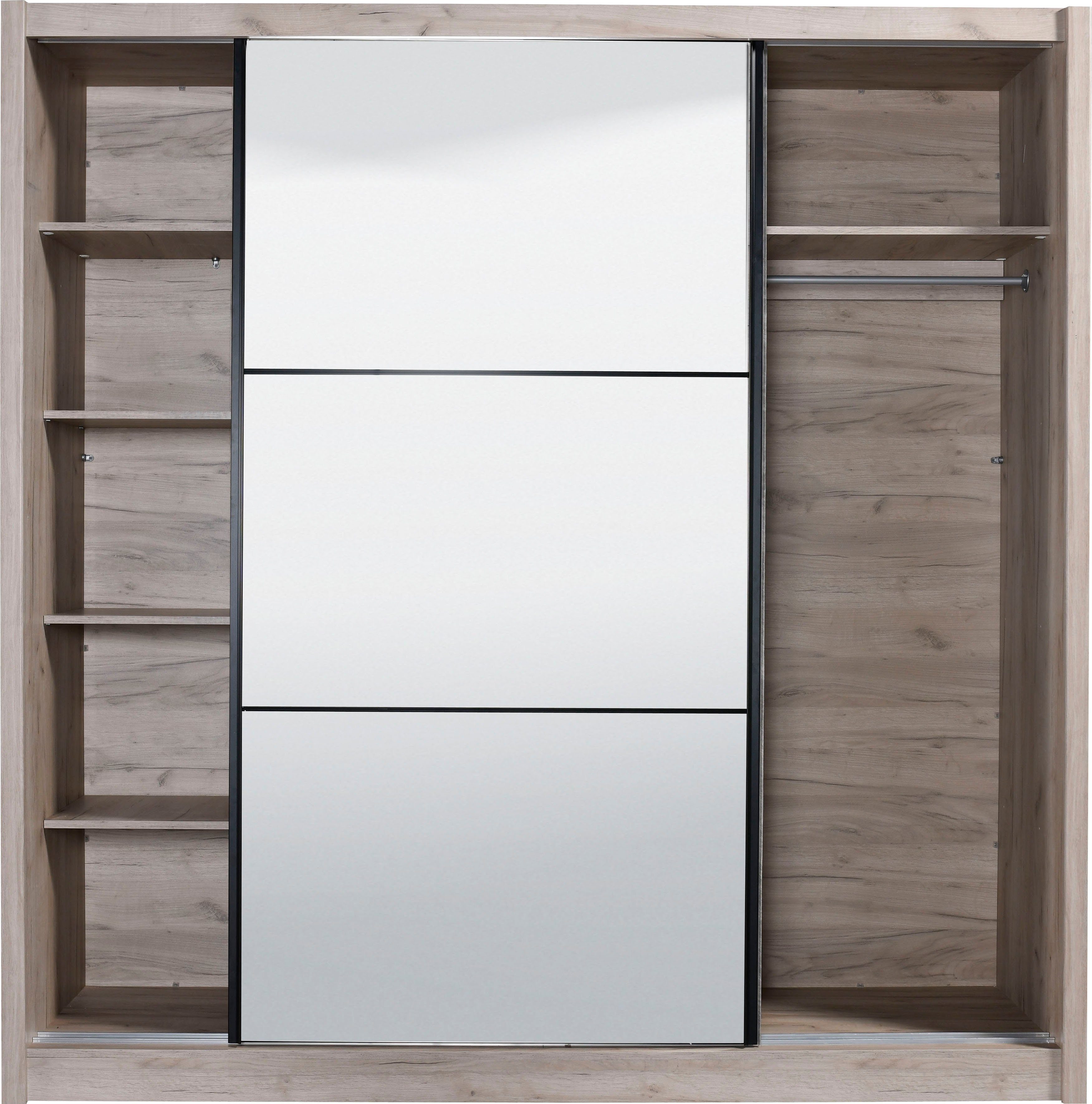 INOSIGN Zweefdeurkast Navara kledingkast met spiegel linnenkast garderobe met royale binnenuitrusting, fsc®-gecertificeerd, in 3 breedtes
