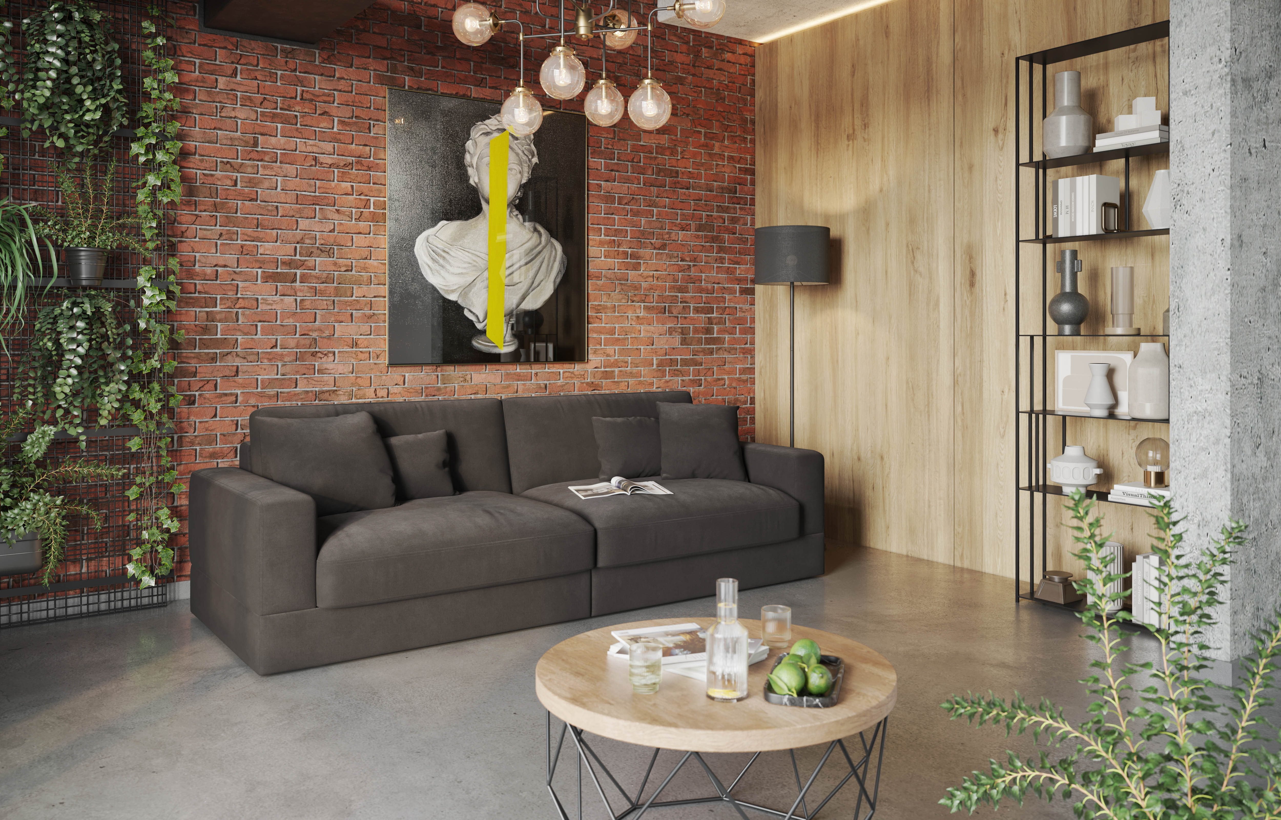 RAUM.ID Megabank Innovid Modern modulair bekledingsprogramma grijs, xxl banken