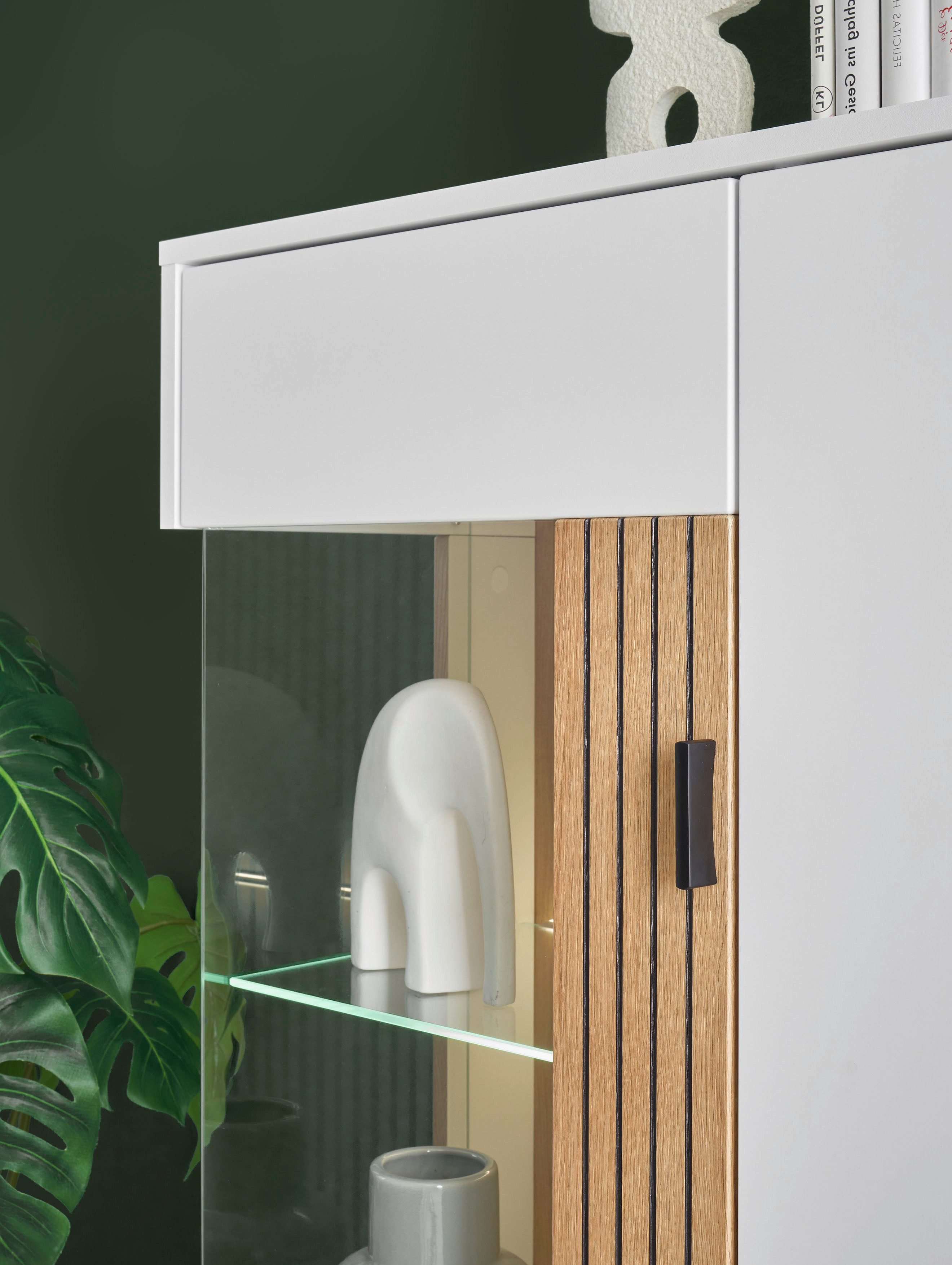 INOSIGN Wandmeubel Hudson met moderne groevenlook, handgrepen van metaal (zwart), breedte 320 cm (set, 4-delig)