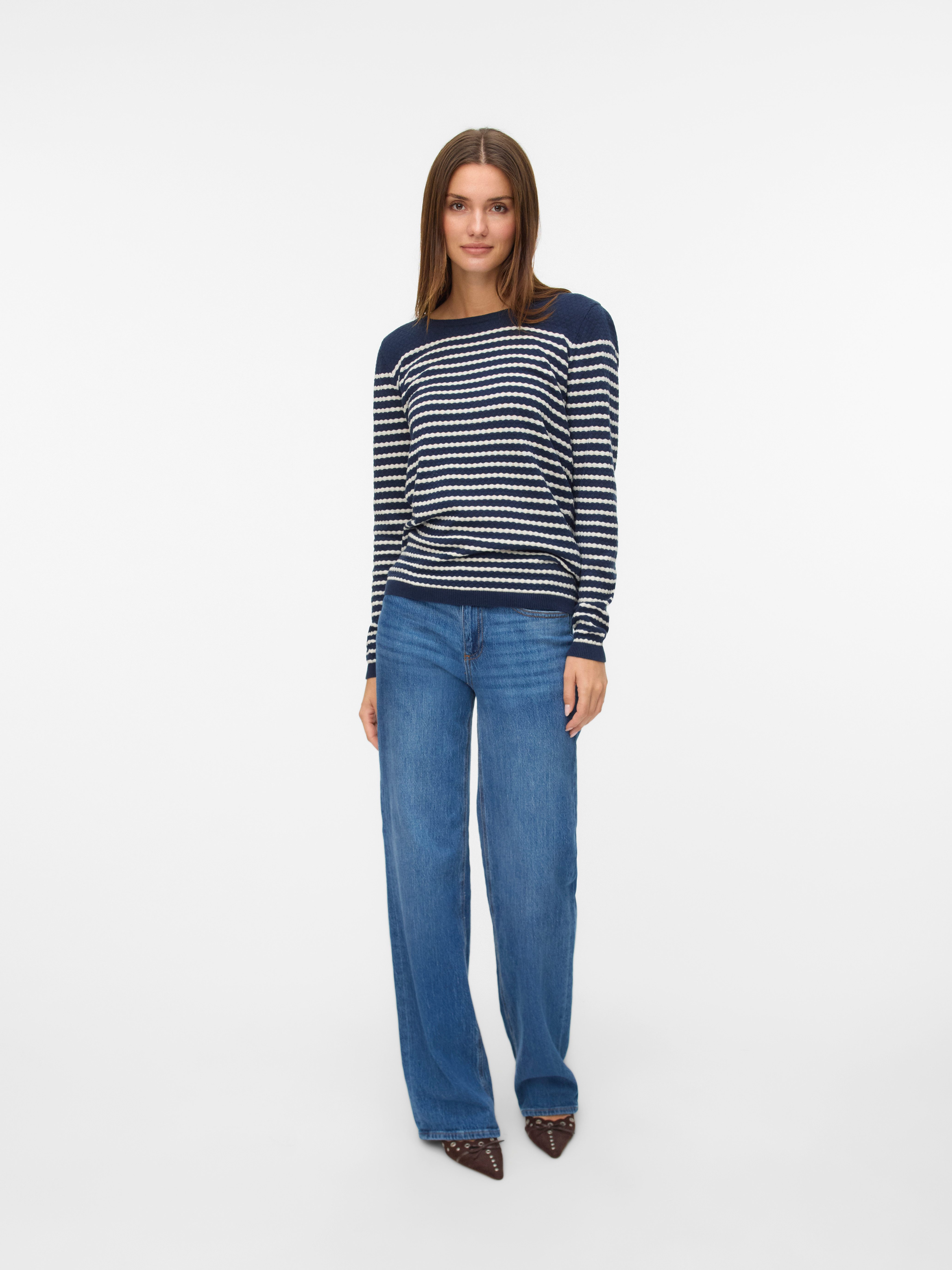 Vero Moda Trui met ronde hals VMCARE STRUCTURE LS O-NECK BLOU NOOS