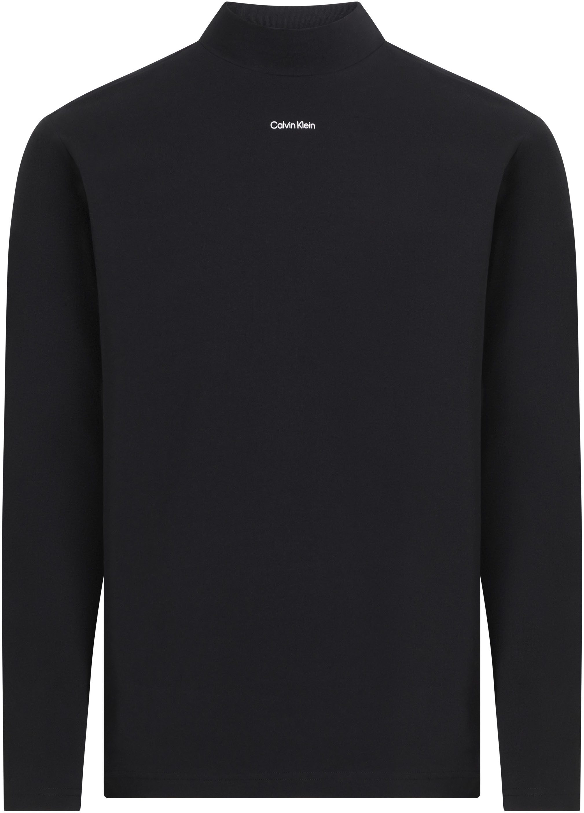 Calvin Klein Shirt met staande kraag NANO LOGO LS MOCK T-SHIRT