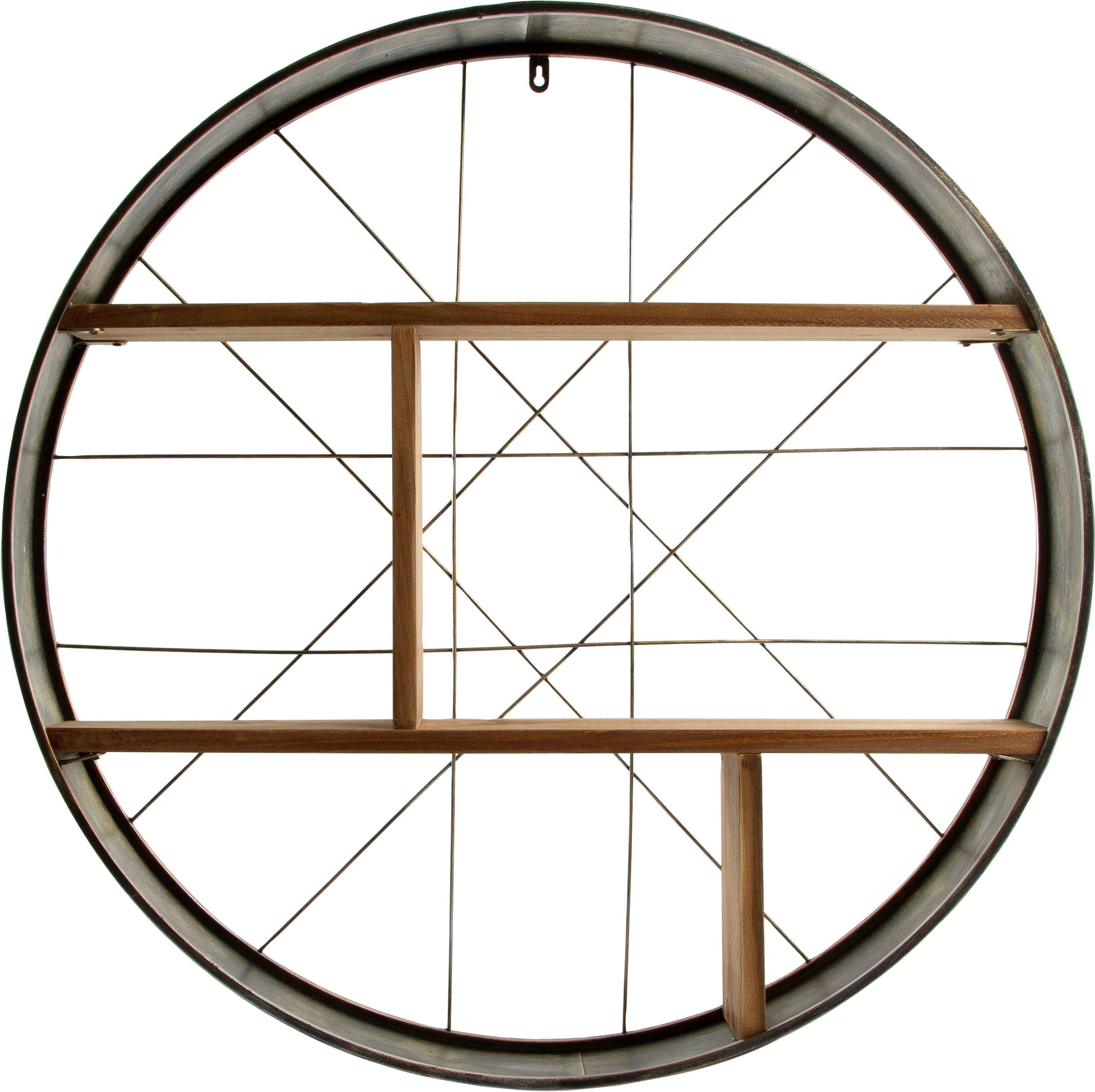 my Flair Wandplank Graeco Hout & metaal, rond model, 2 legplanken, voorgemonteerd