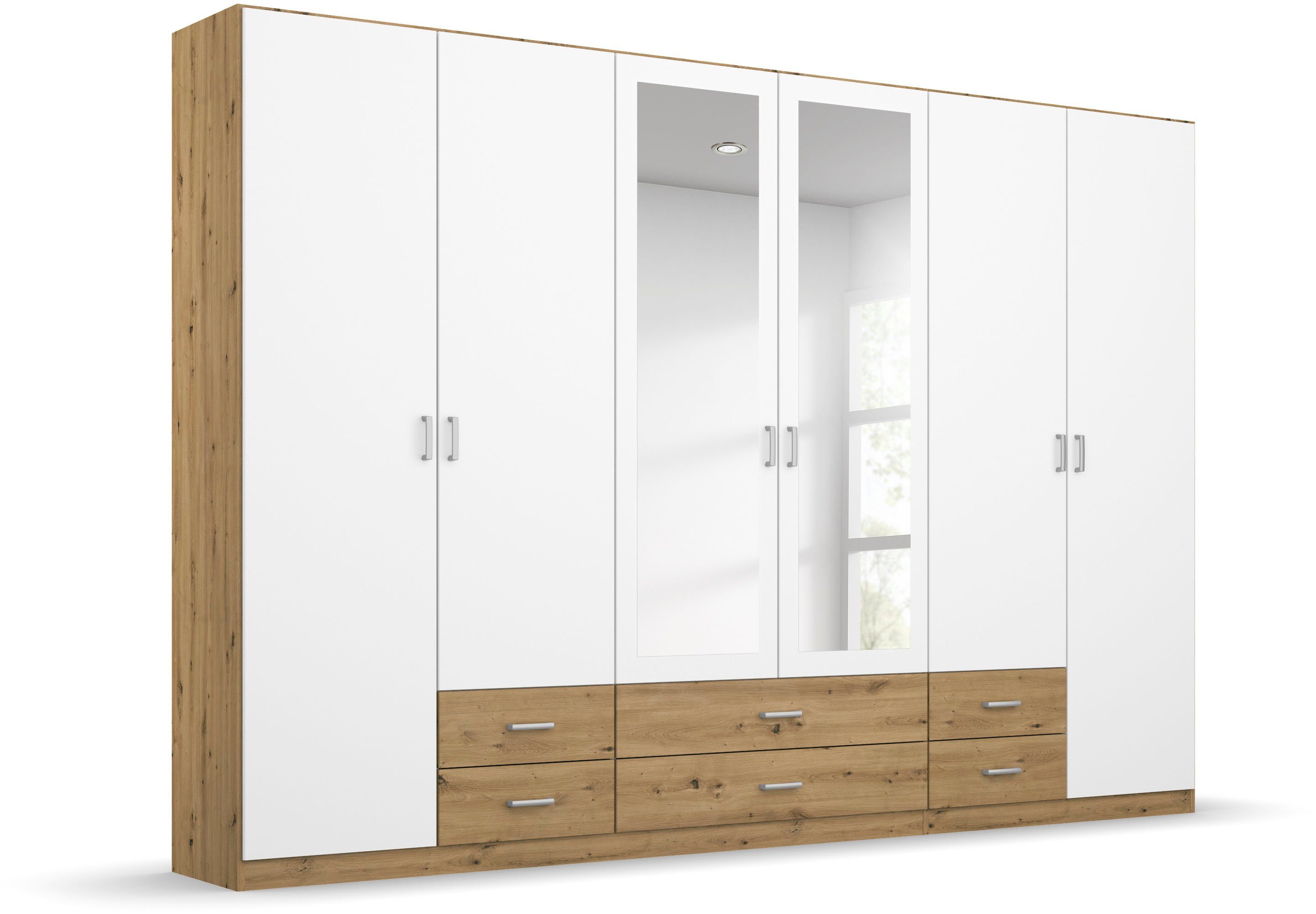 rauch Kledingkast Kast Garderobe Wasmand GAMMA in 3 Breedtes veel opbergruimte met 6 lades, met spiegel topseller made in germany