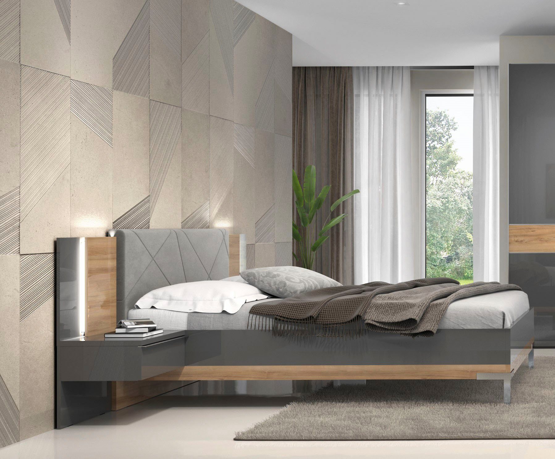 Places of Style Bedframe Onyx met een bekleed hoofdbord, ligoppervlak 160x200 cm