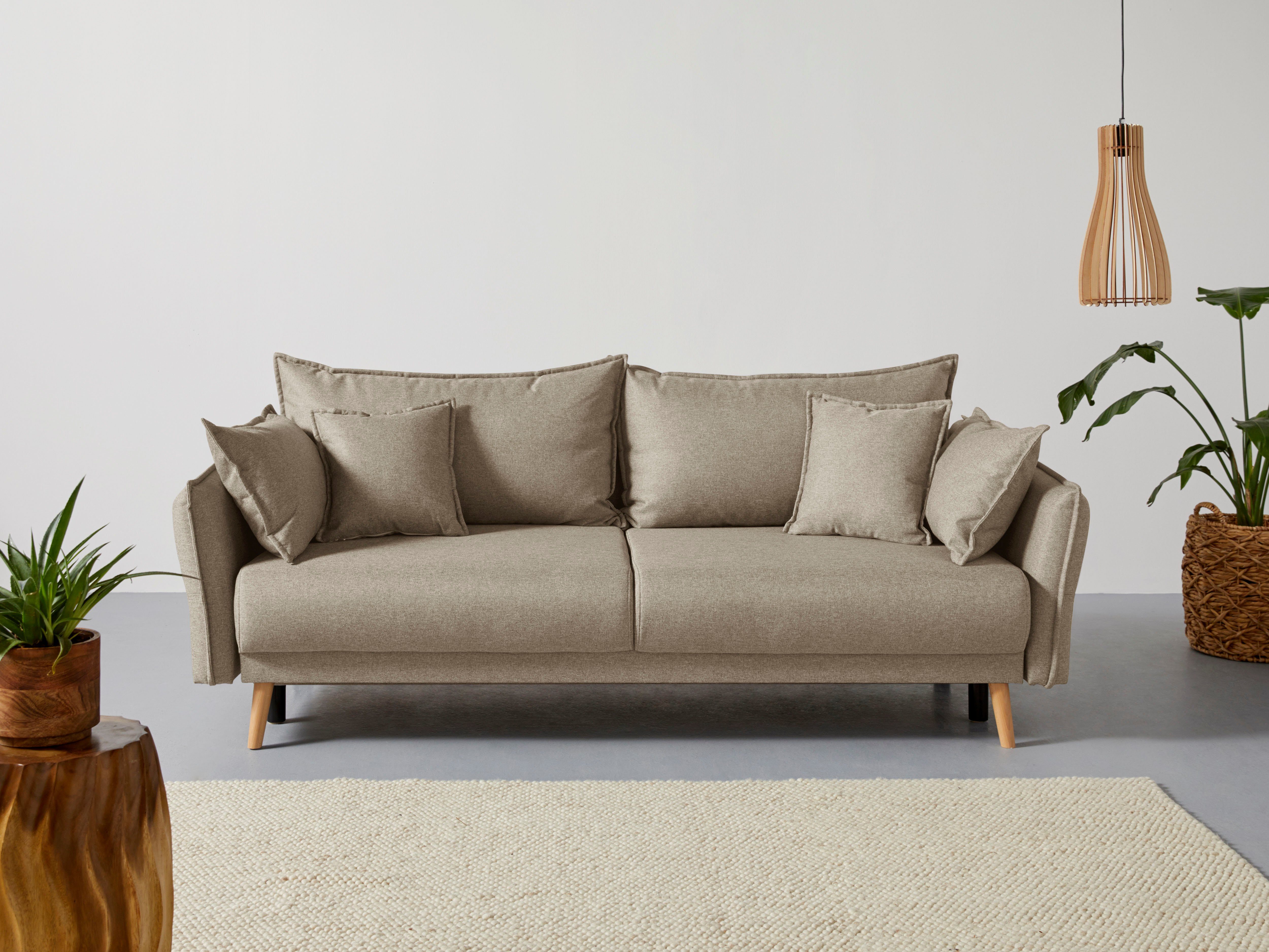 Home affaire Slaapbank Granbo incl. slaapfunctie en bedkist, binnenveringsinterieur, zijzak beige, slaapbanken