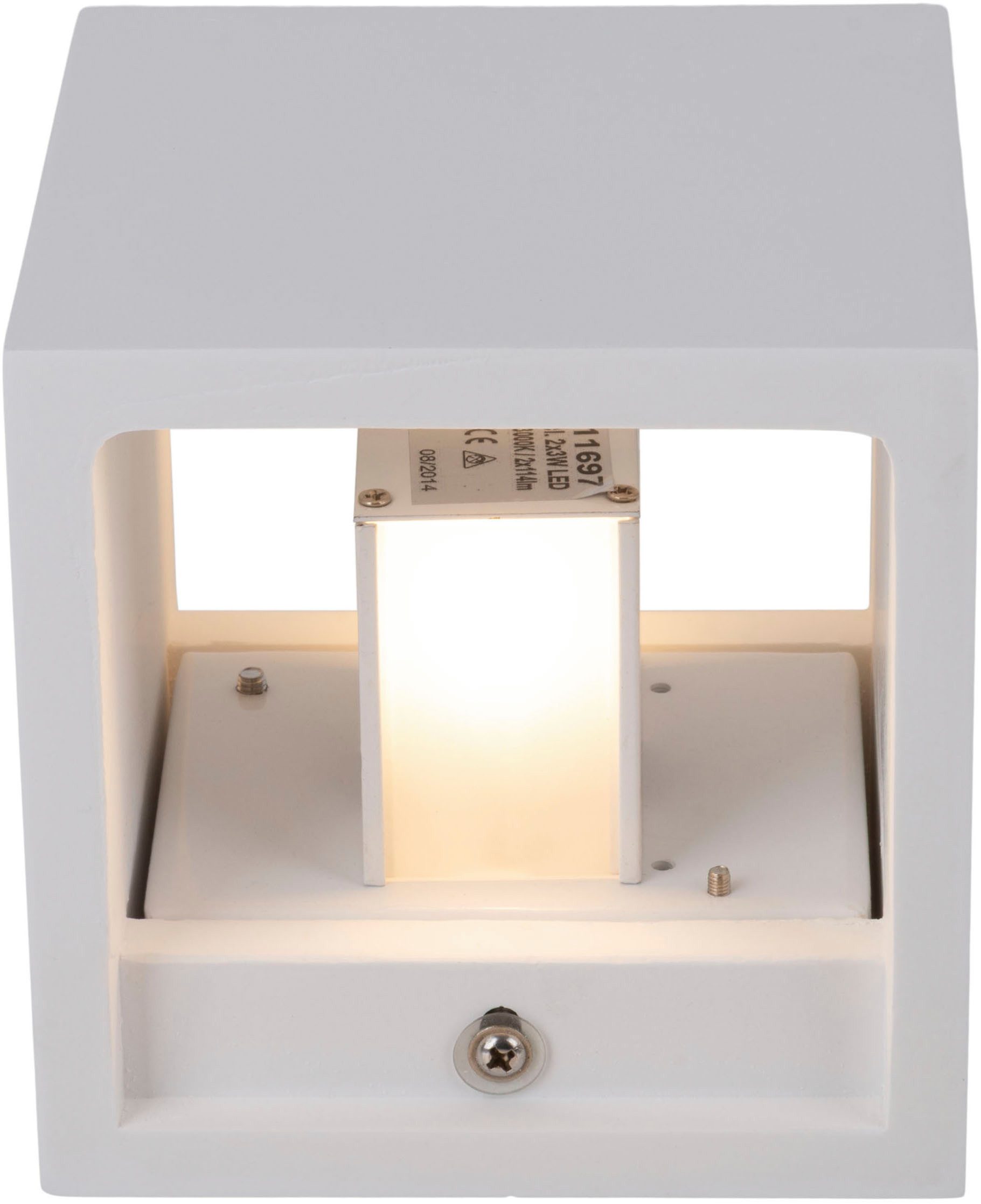 näve Led-wandlamp Wanna incl. 2x 3w cree xp led, l: 11,5cm, b: 11,5cm, h: 11,5cm, gips, wit (1 stuk)