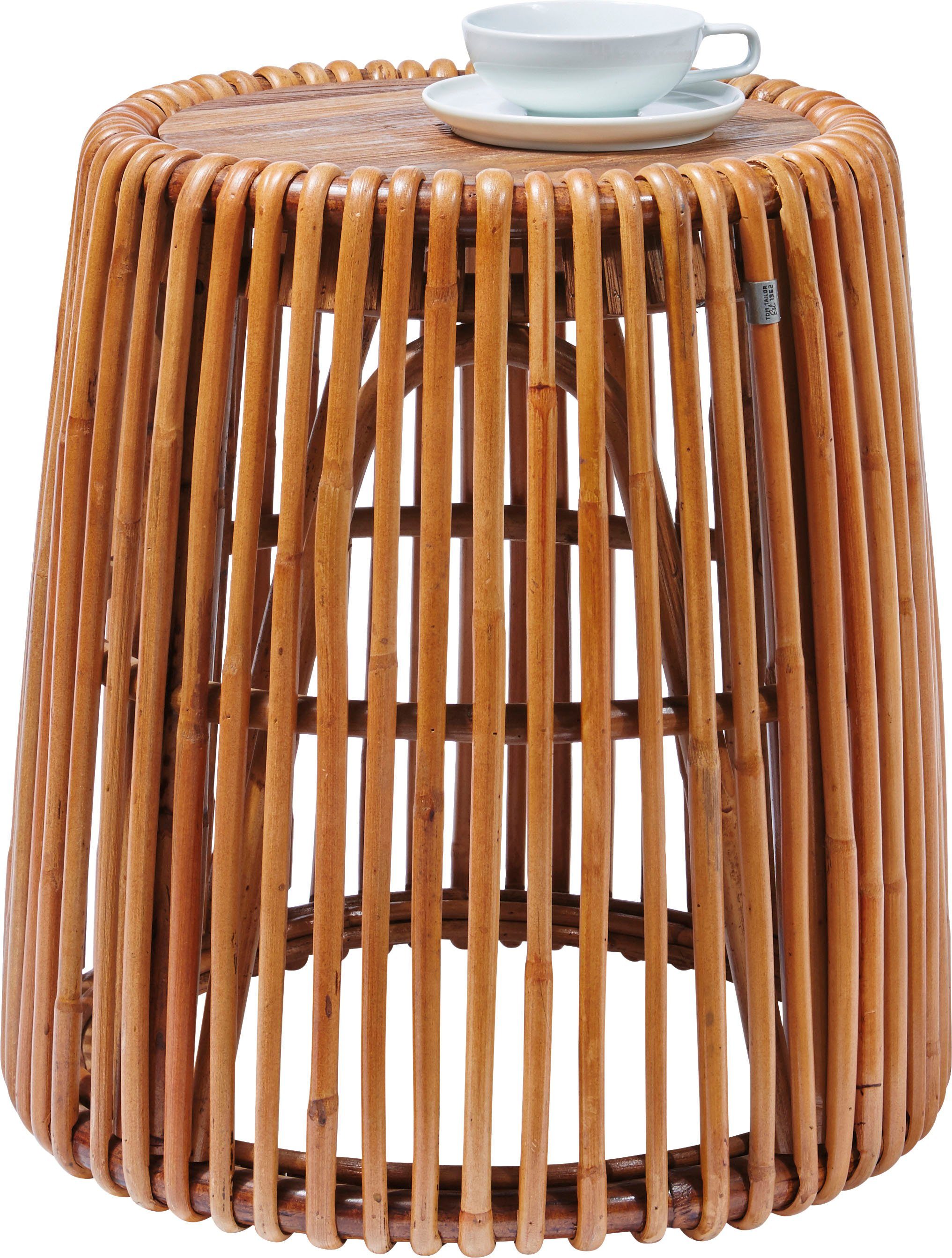 TOM TAILOR HOME Bijzettafel T-RATTAN SIDE TABLE HIGH hoge bijzettafel van rotan met plaat van gerecyclede teakhout bijzettafels beige