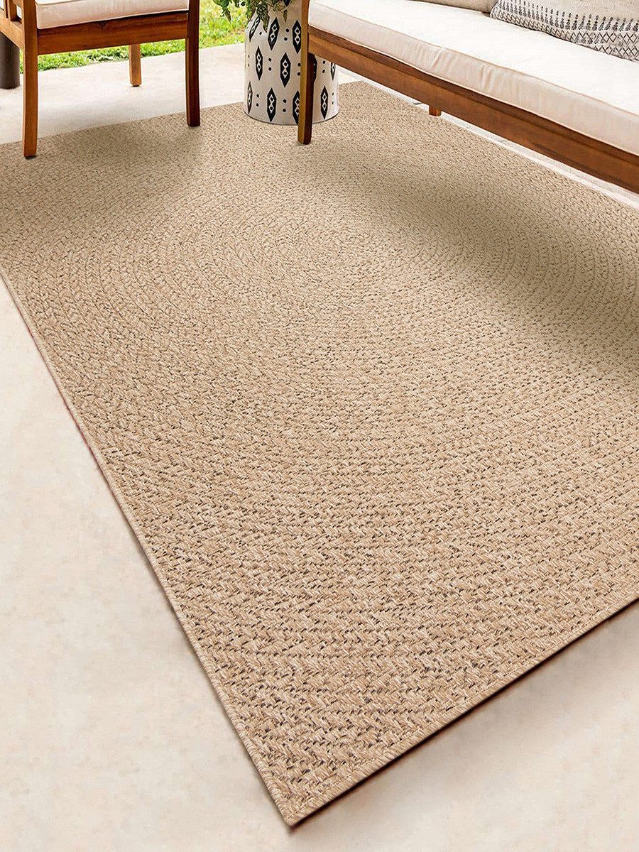 The carpet Vloerkleed Kansas moderne robuuste in- en outdoor tapijt jute look
