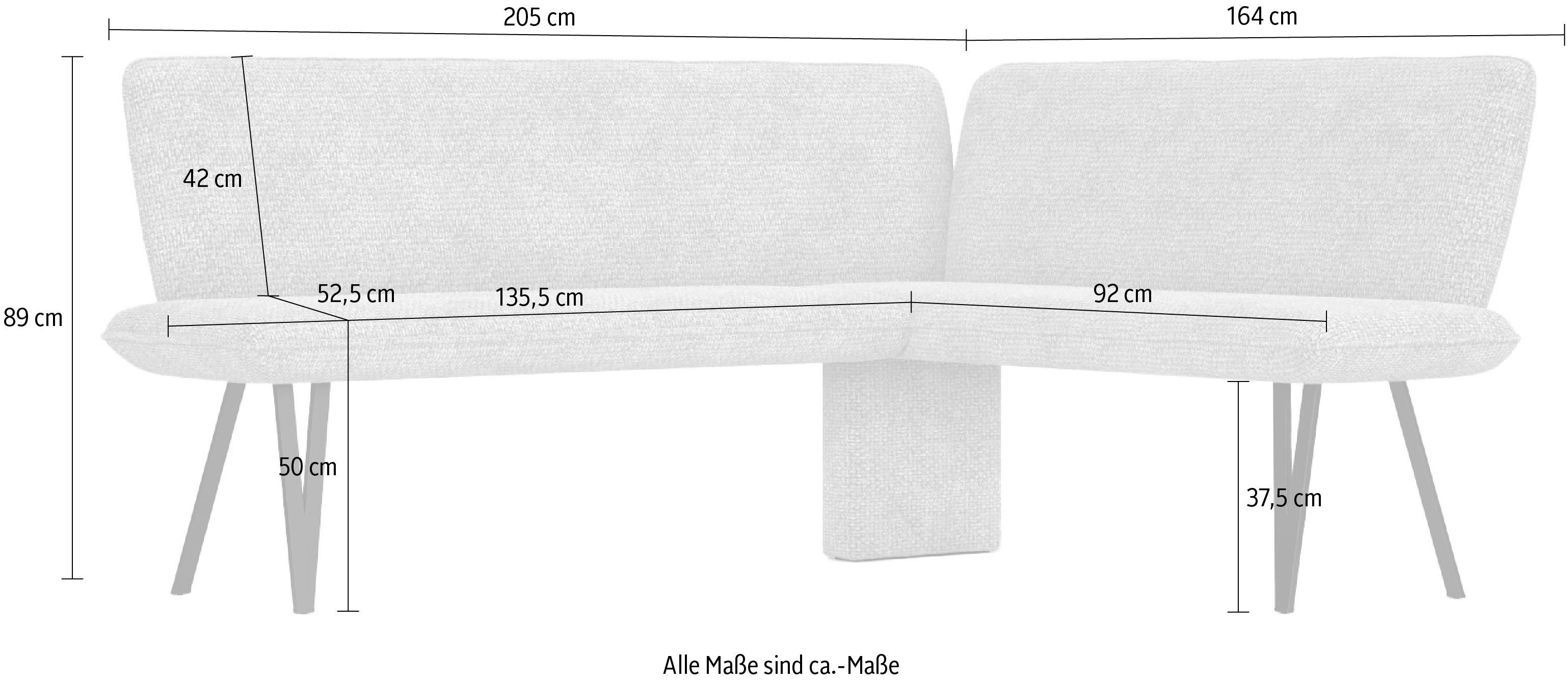 Home affaire Hoekbank Mily Keukenbank, Kussenbank, Eettafelbank, 205x164 cm Moderne bank en kleuren, aantal zitplaatsen: 5, vrij in de ruimte te plaatsen