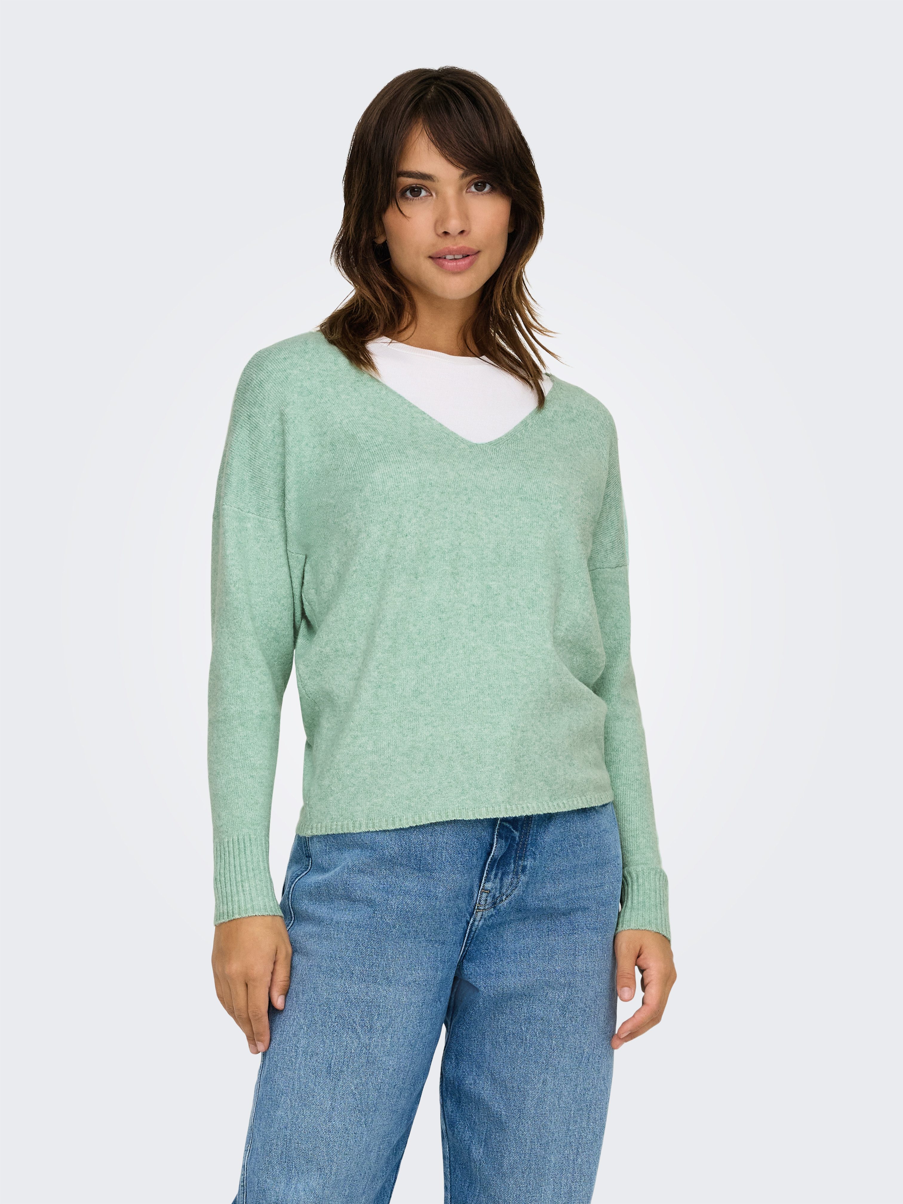 Only Trui met V-hals ONLRICA LIFE L S V-NECK PULLO KNT NOOS