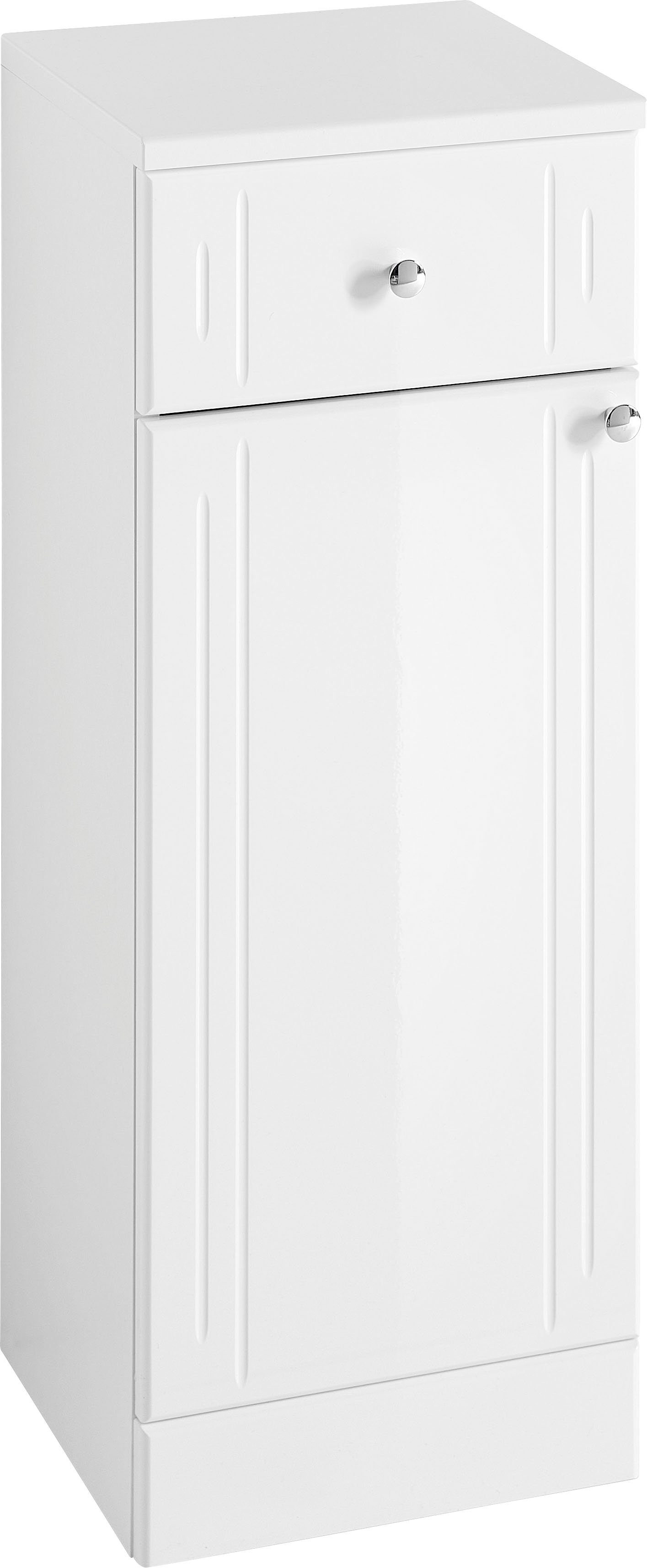 Saphir Onderkast Quickset 955 badkamerkast met 1 deur, 1 lade, 32,5 cm breed onderkasten wit