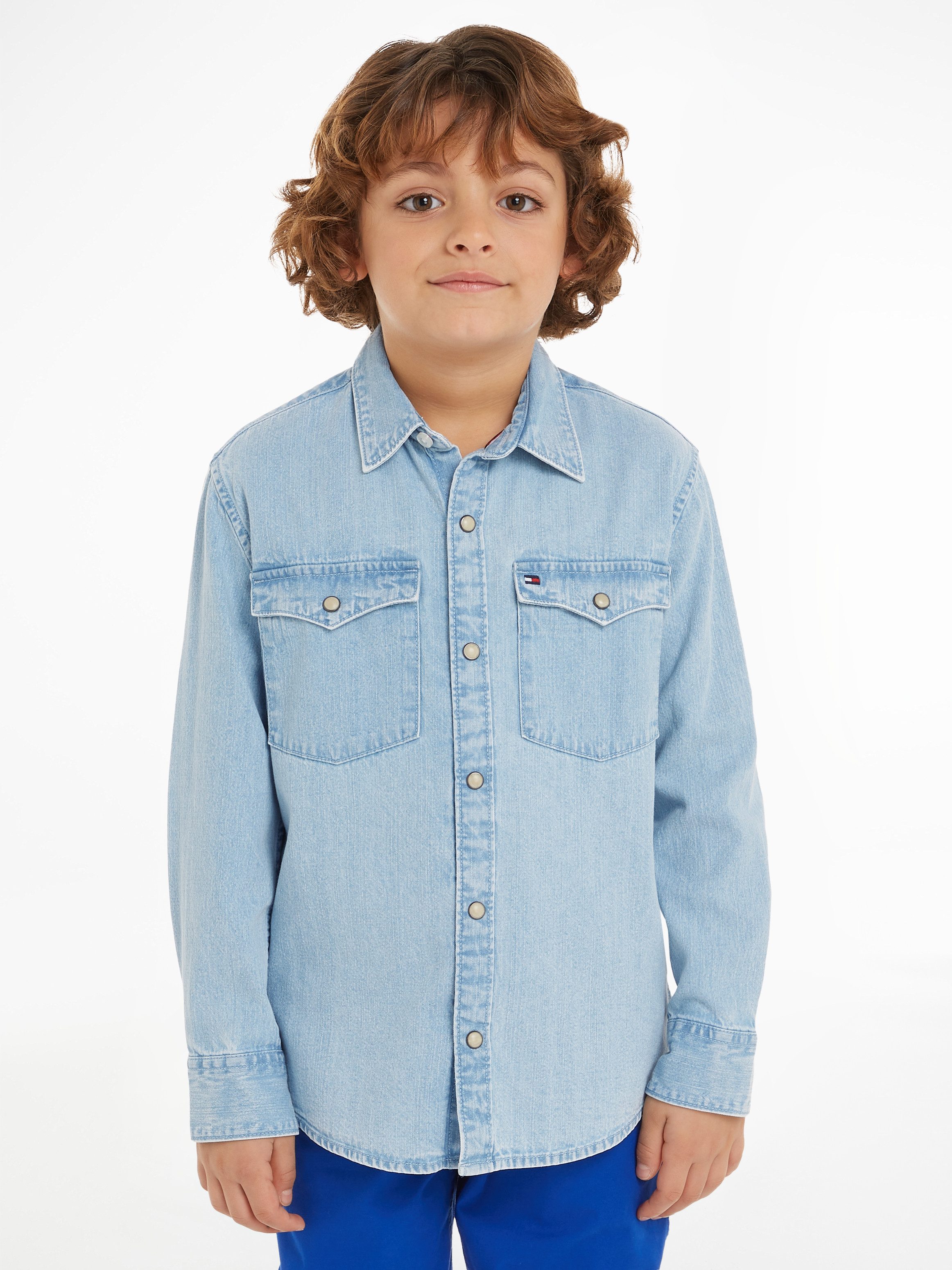 Tommy Hilfiger Overhemd met lange mouwen DENIM SHIRT LS Kinderen tot 16 jaar met logostiksel