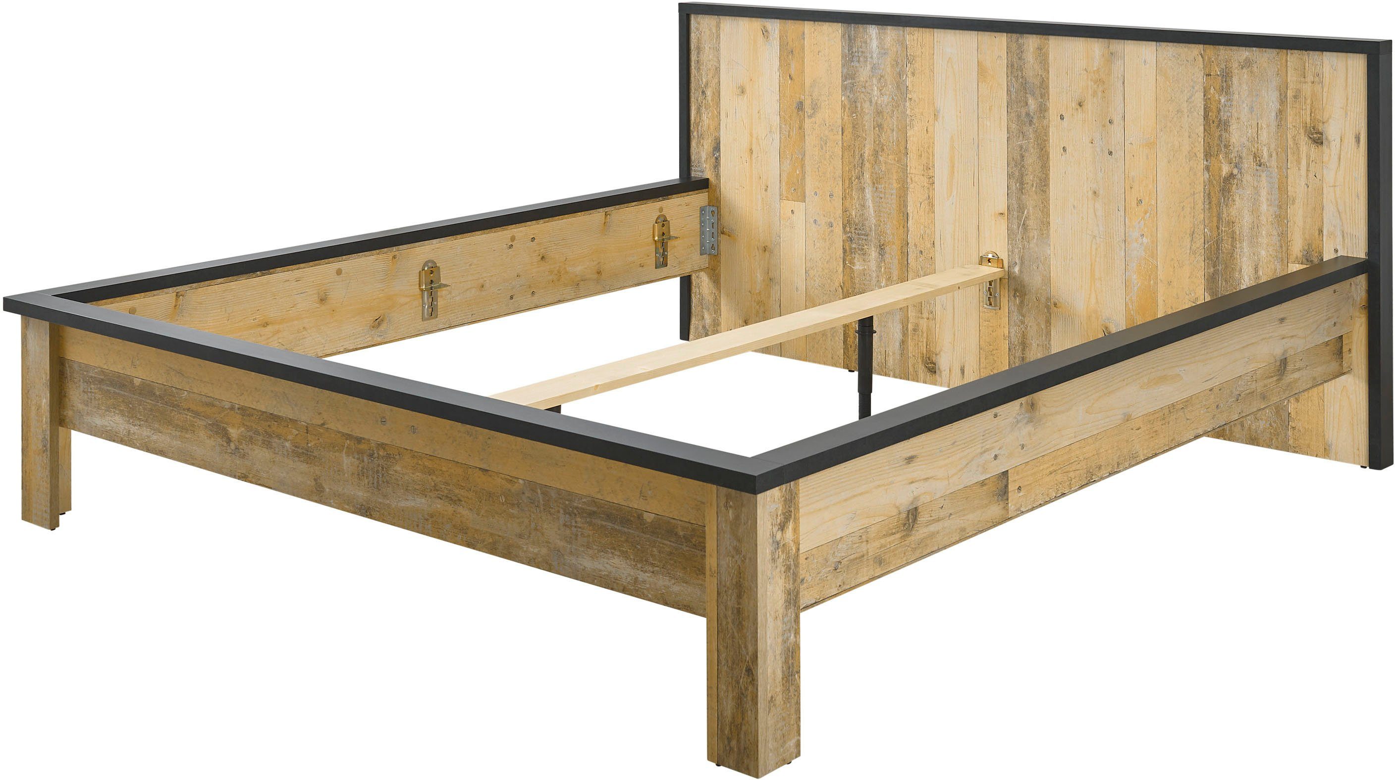 Home affaire Slaapkamerserie Sherwood Ligoppervlak 180 x 200 cm, kast 3-deurs 201 cm breed (4-delig)