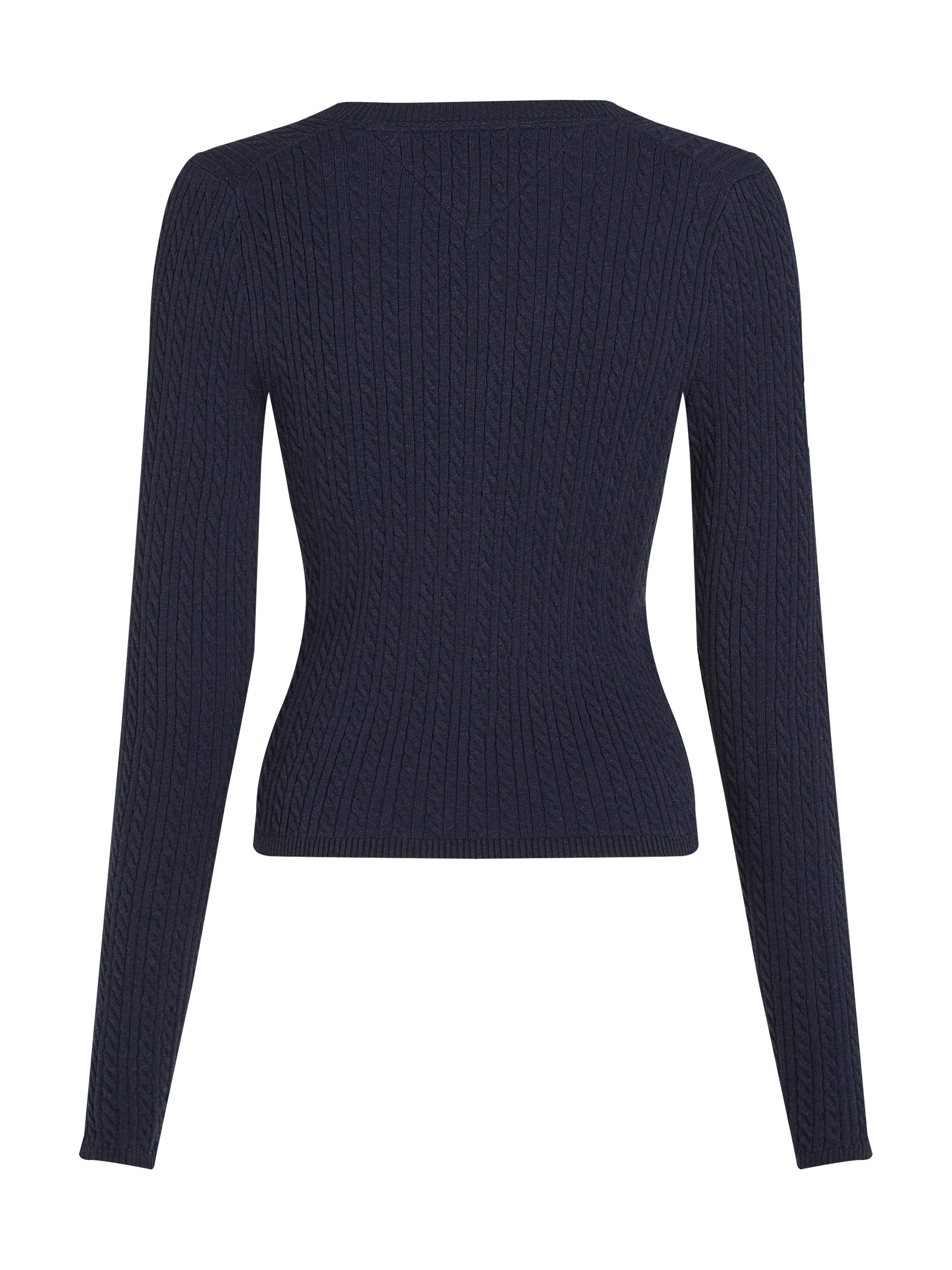 TOMMY JEANS Vest TJW CABLE ESSENTIAL CARDIGAN met kabelpatroon logo-borduursel