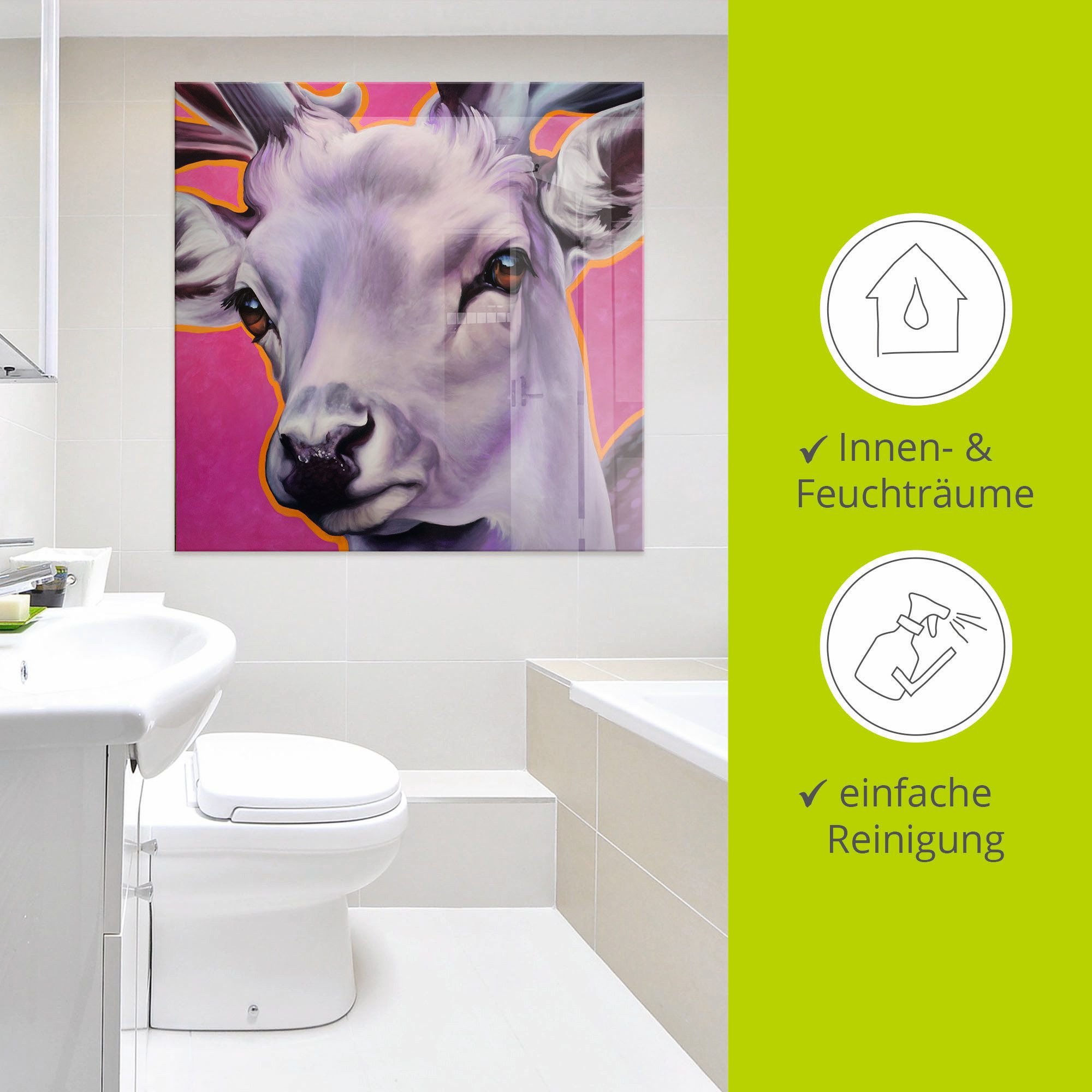 Artland Print op glas Edelhert pink in verschillende maten