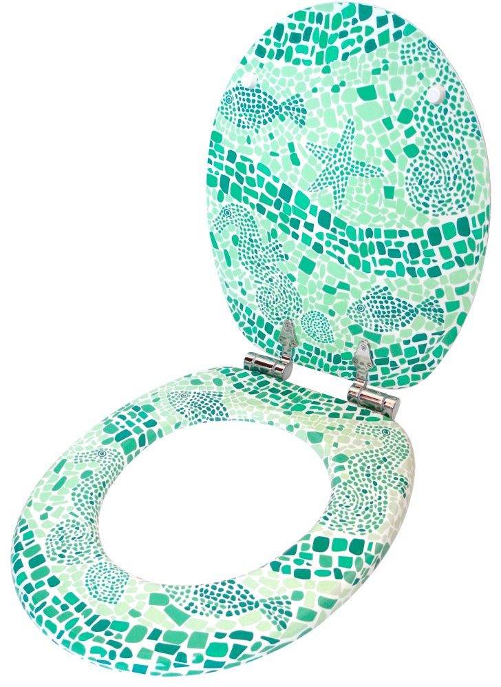 Sanilo Toiletzitting Mosaic World Green met soft-closemechanisme