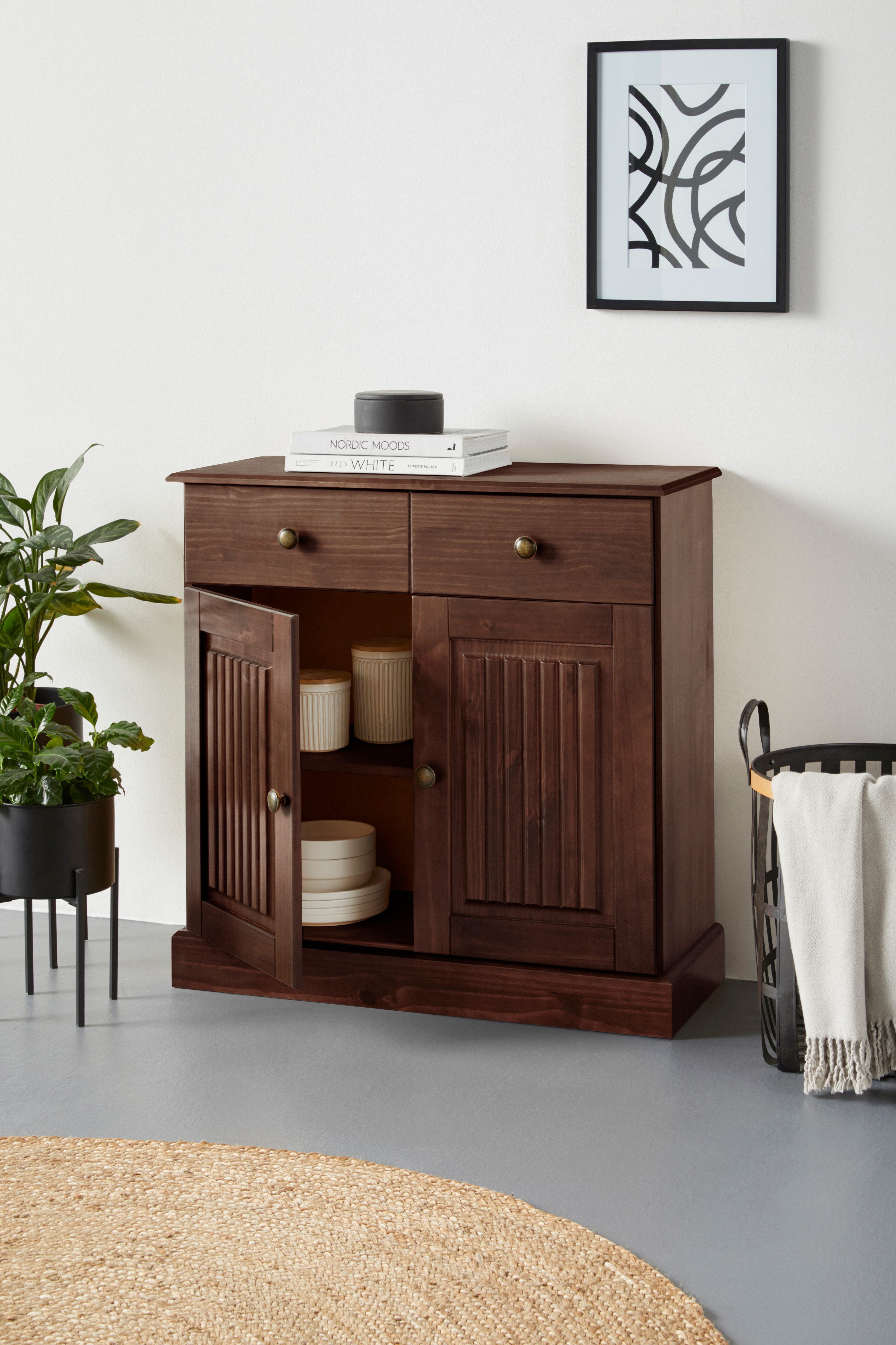 Home affaire Dressoir Liotta Commode met verstelbare inlegplank, massief dennenhout