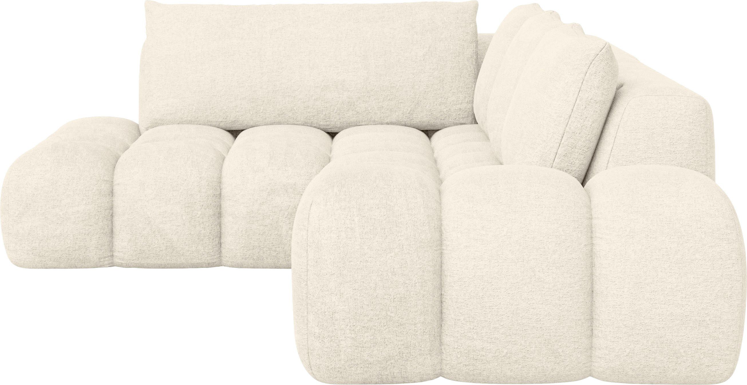 INOSIGN Hoekbank AZITA designbank, elegant en comfortabel L-vorm losse rugkussens, droomachtige stiksels, comfortabele zit