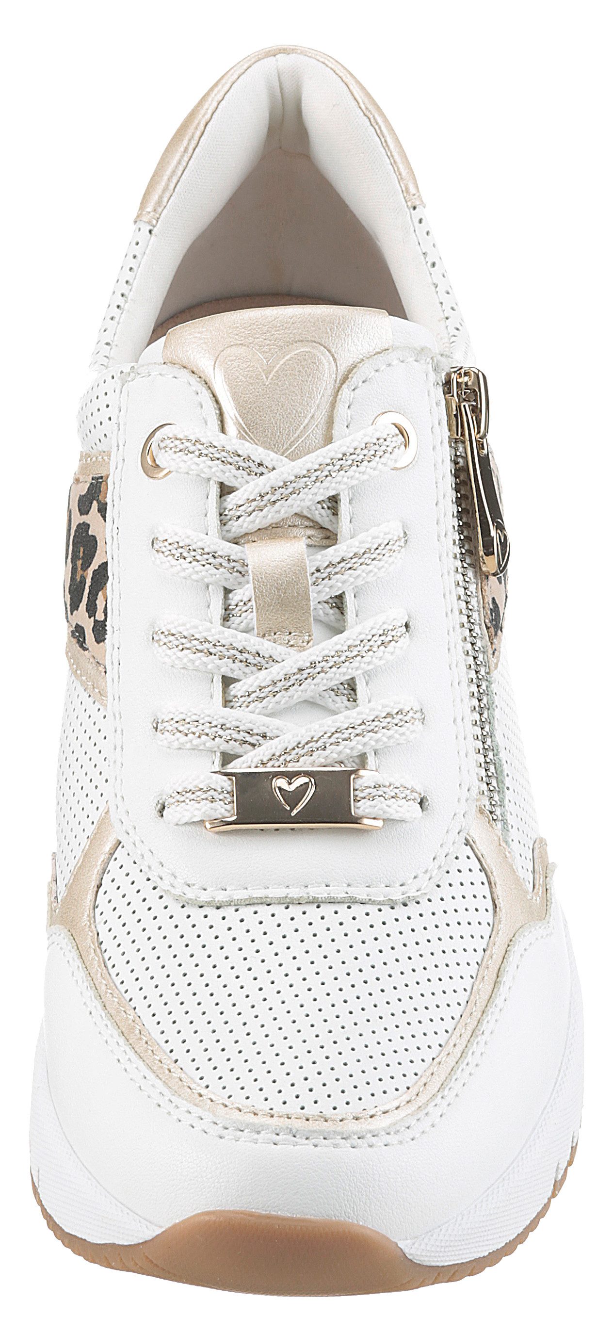 Marco Tozzi Sneakers met sleehak , vrijetijdsschoen, lage schoen veterschoen met buitenrits