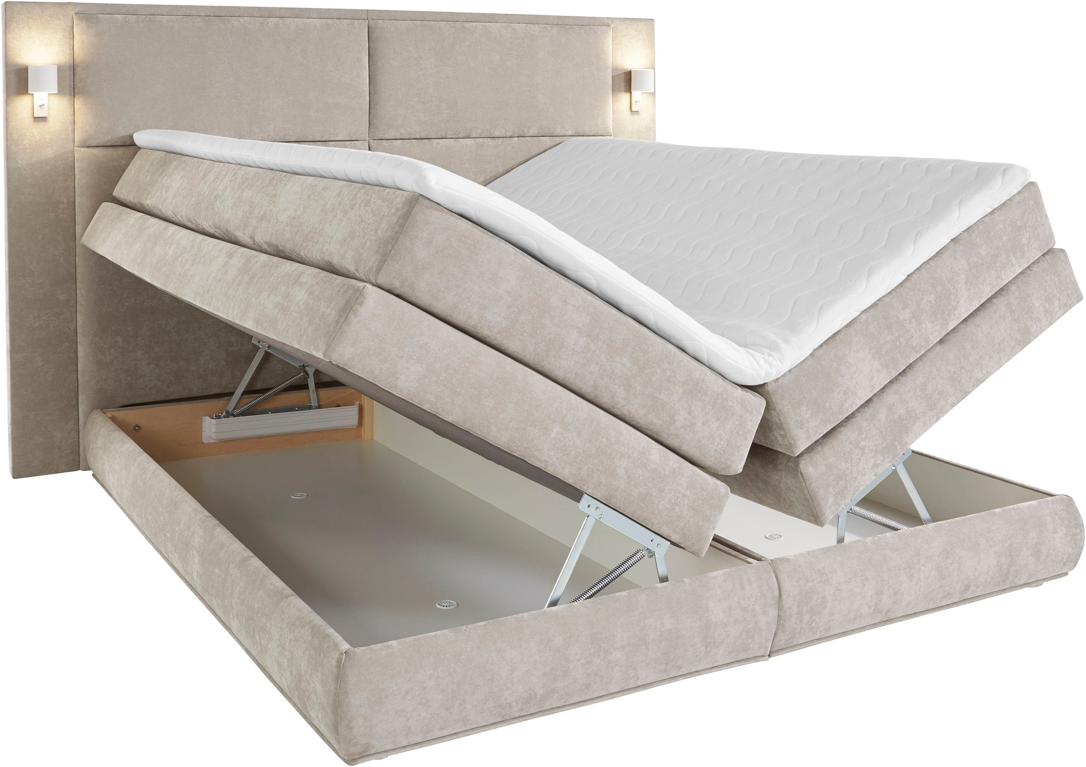 COLLECTION AB Boxspring Copenhagen inclusief bedkist, topmatras, naar keuze met ledverlichting