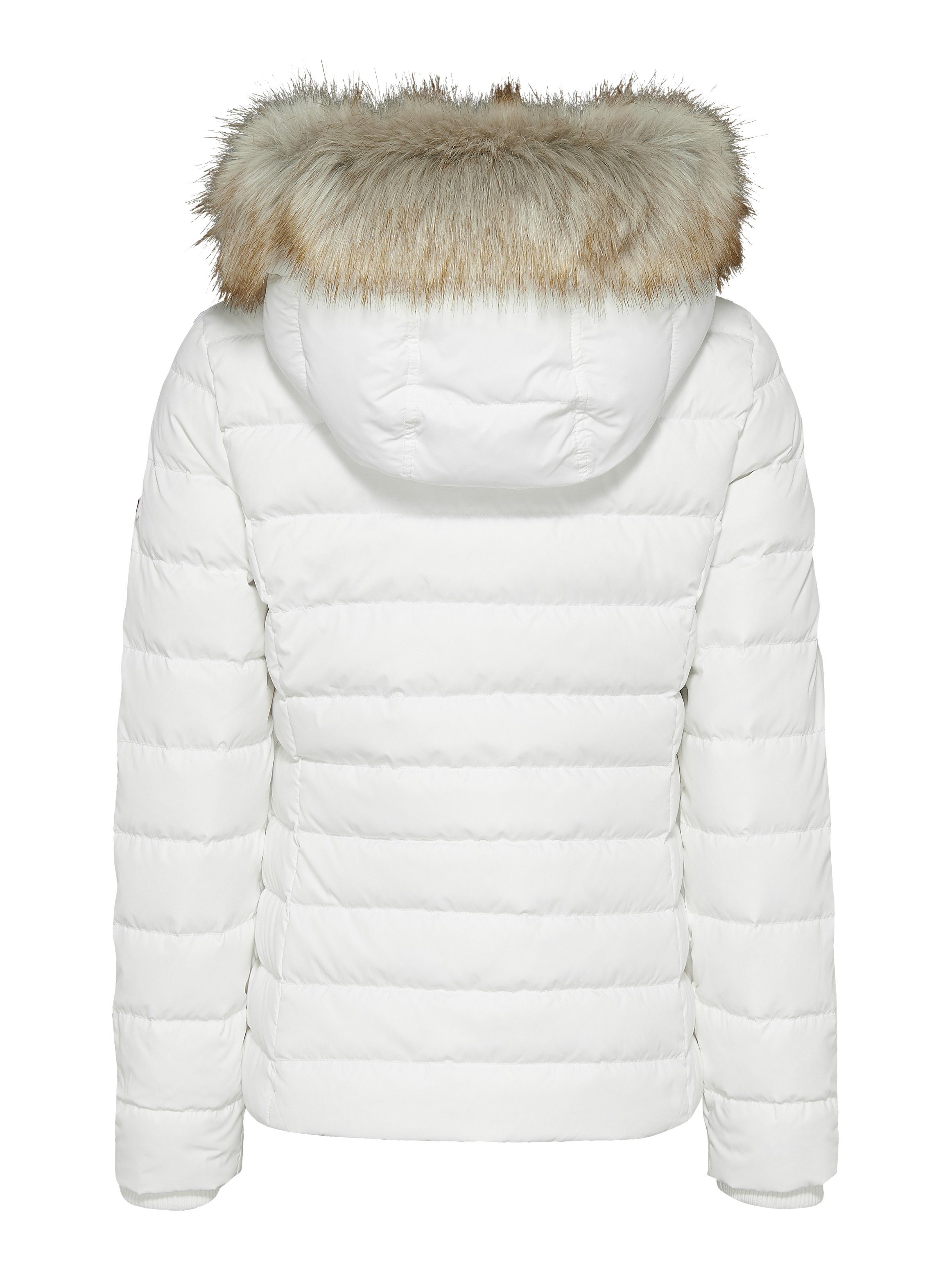 TOMMY JEANS Donsjack BASIC HOODED DOWN JACKET met imitatiebont aan de capuchon & tommy jeans-merklabel