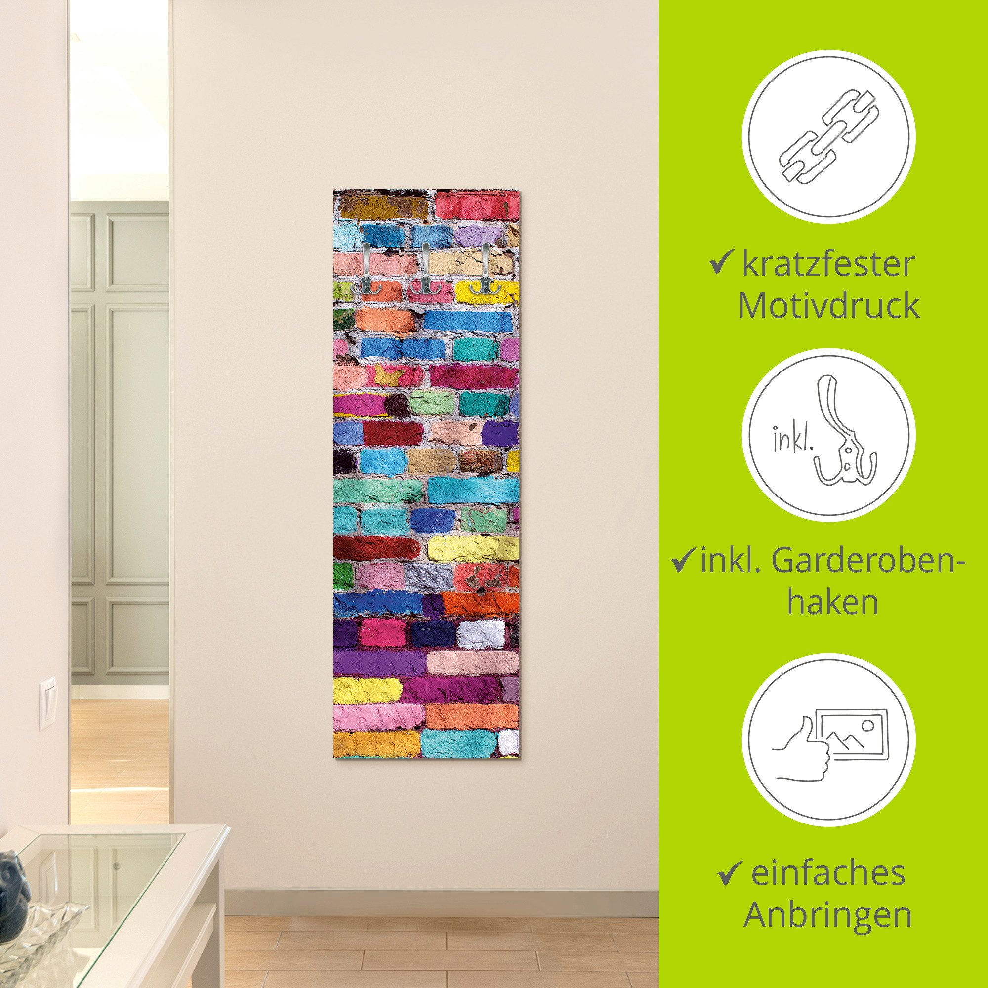 Artland Kapstok Veelkleurige muur gedeeltelijk gemonteerd
