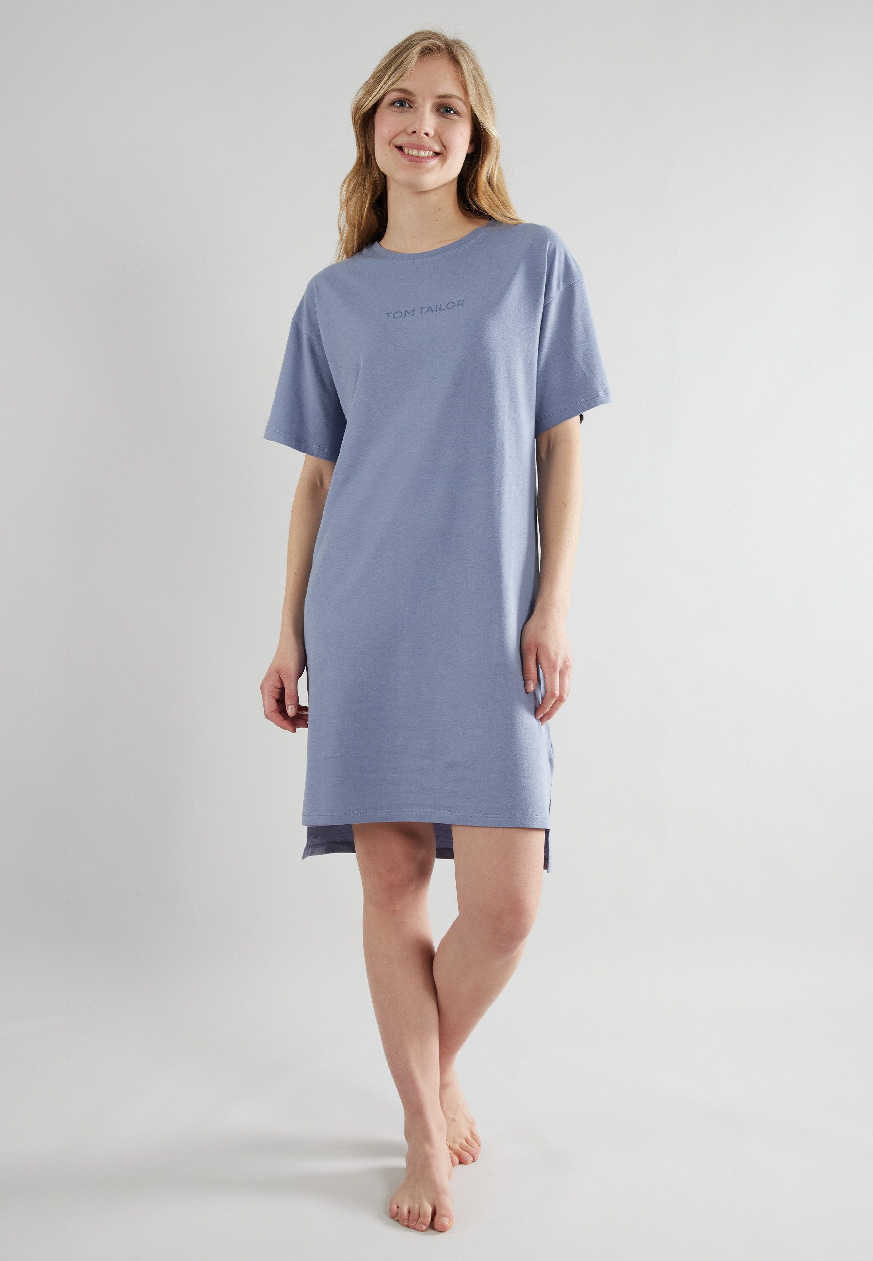 Tom Tailor Nachthemd Charlotte Met logo-opschrift voor dames nachthemden maat 38 blauw