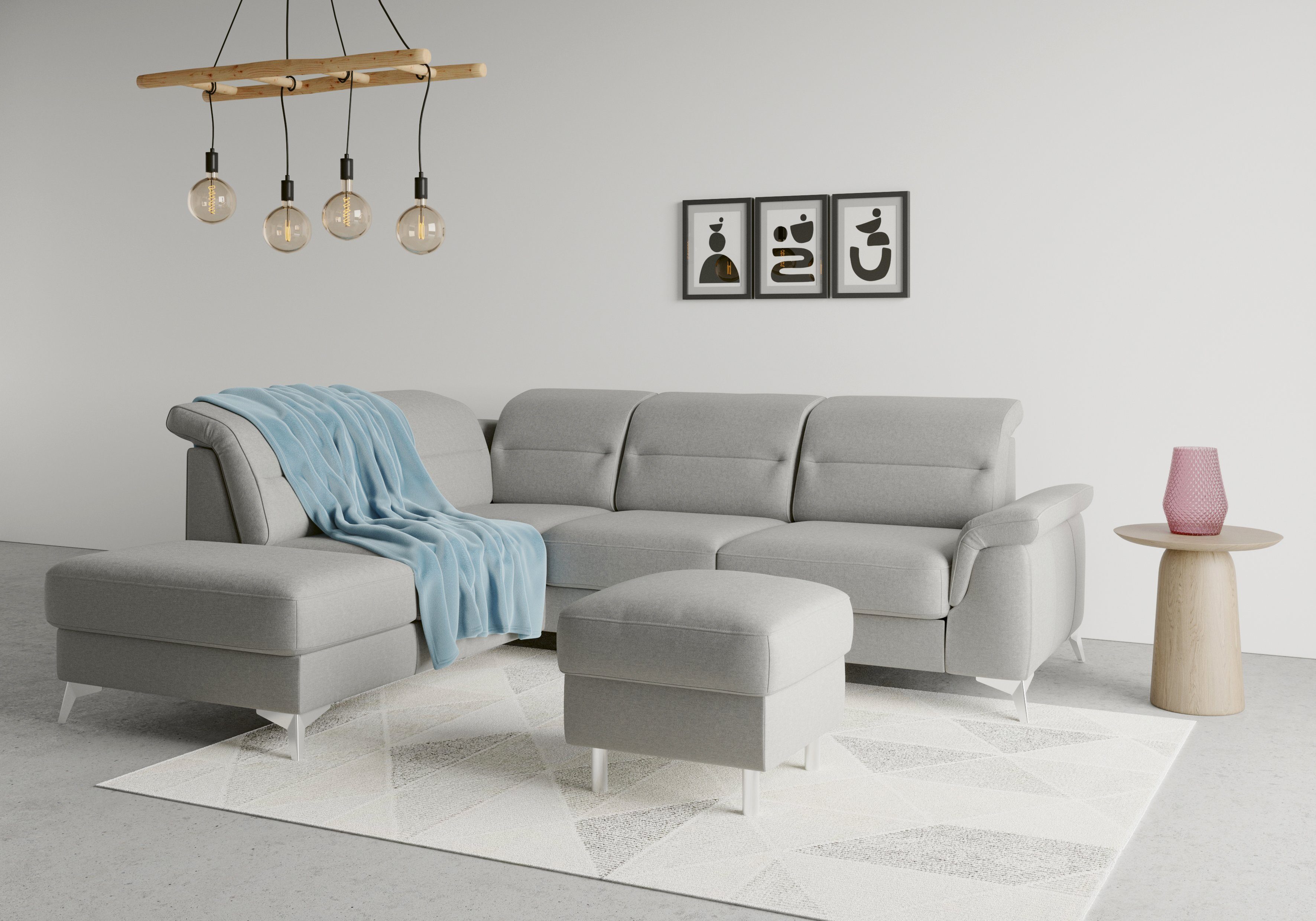 sit&more Hoekbank Sinatra L-vorm met ottomane, optioneel met verstelbare hoofdsteun en armleuning