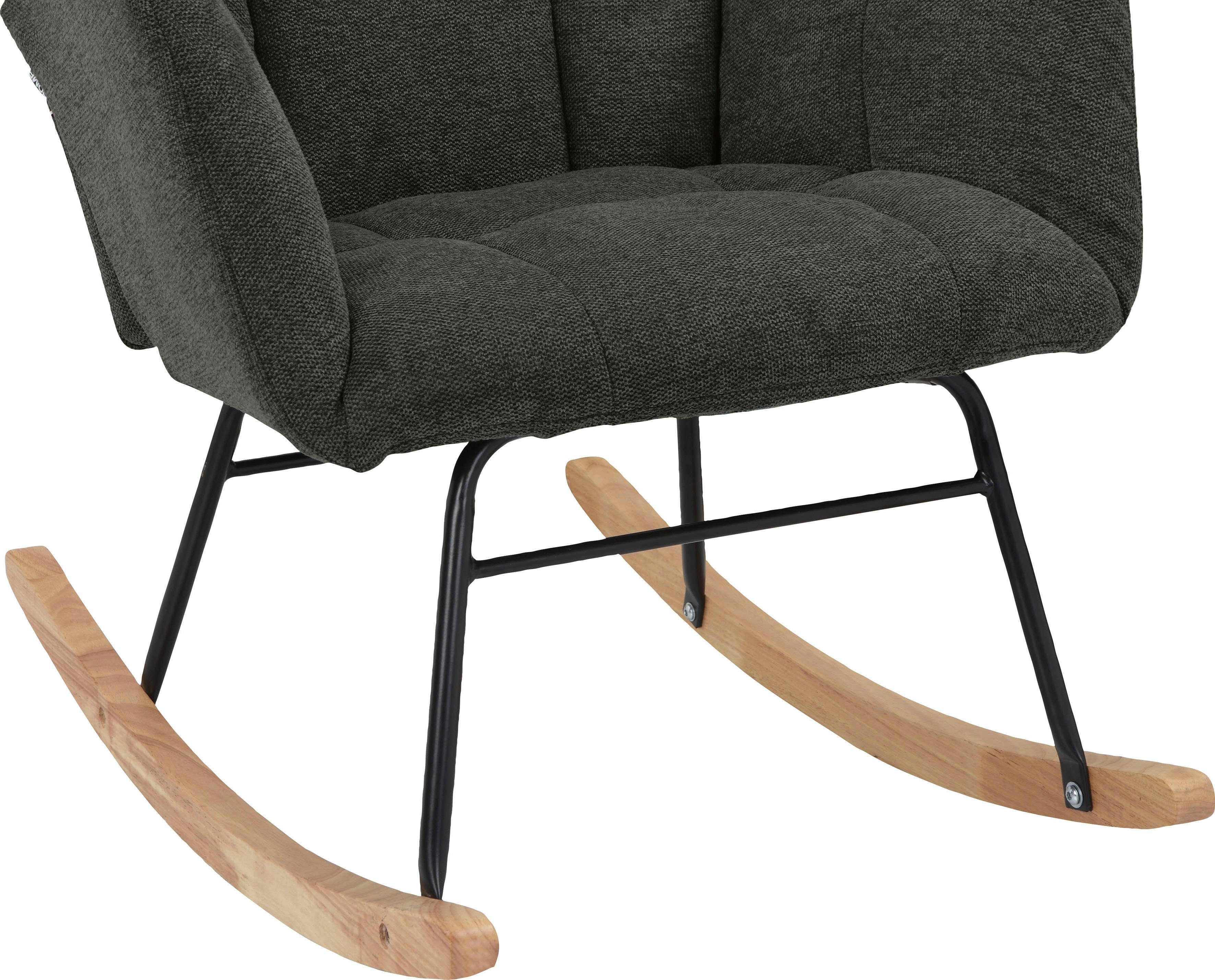 INOSIGN Schommelstoel Anika, ophaalstoel woonkamer met functie Zacht verdikte zitting en rugleuning, poten van metaal en hout, zithoogte 48 cm (1 stuk)