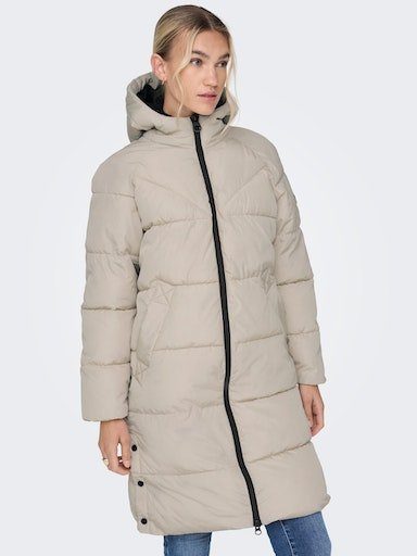 NU 20% KORTING: Only Doorgestikte jas ONLAMANDA LONG PUFFER COAT met een capuchon