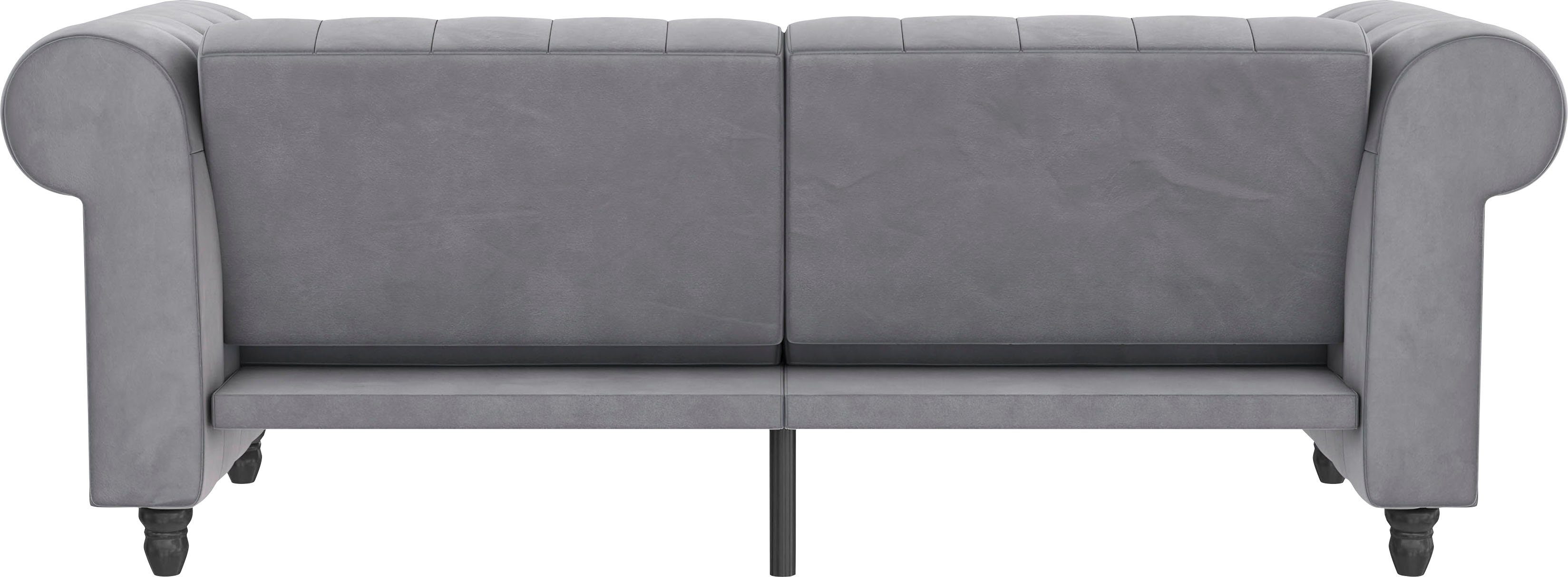 Dorel Home 3-zitsbank Felix, slaapbank 236 cm(ligoppervlak 108 x 190 cm), rugleuning 3-voudig verstelbaar, velours, kunstleer, luxe vintage microvezel