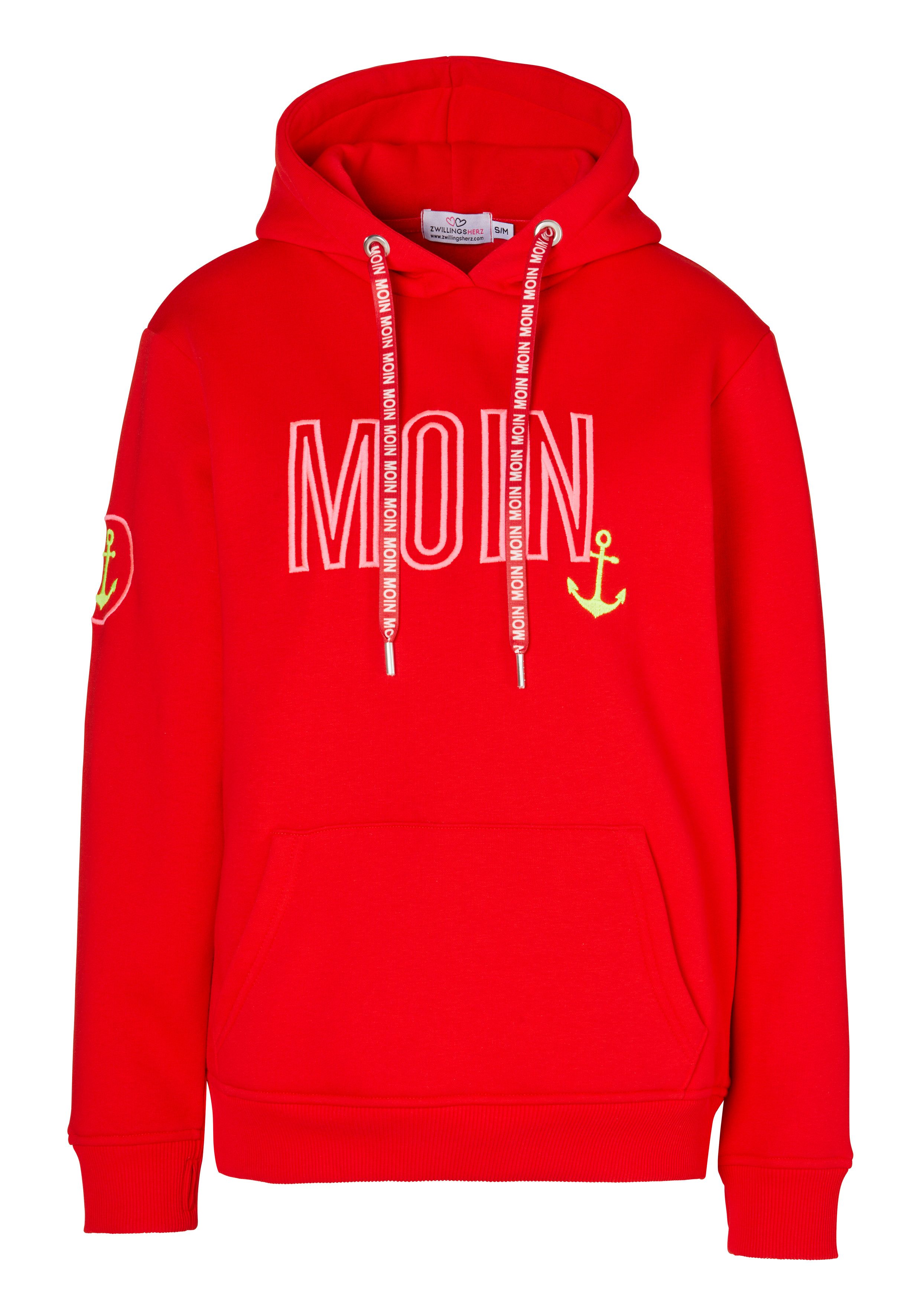 Zwillingsherz Hoodie Limited Edition met capuchon, geborduurd "moin" en ankerontwerp, exclusief bij otto