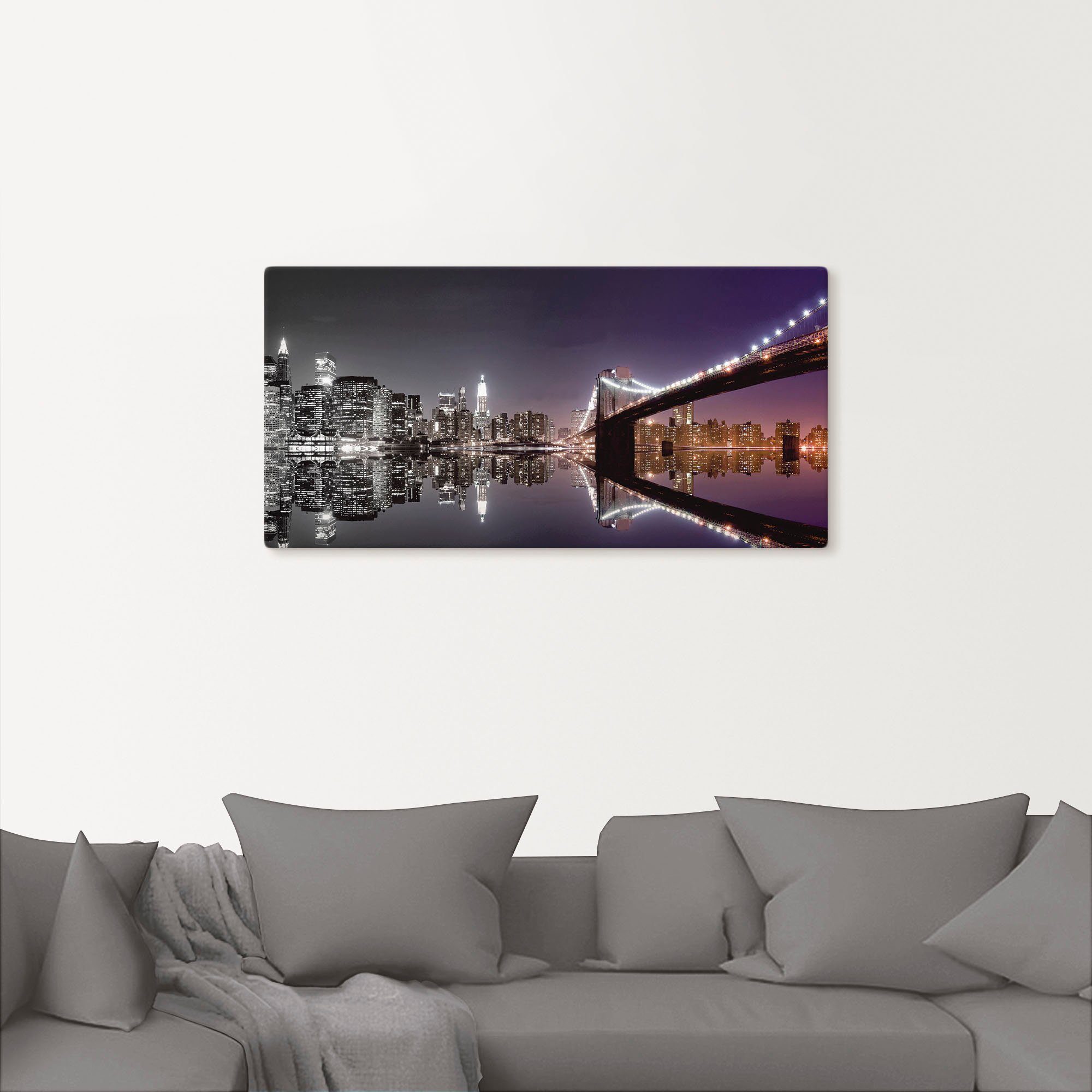 Artland Artprint New York skyline nachtelijke reflectie als artprint op linnen, poster, muursticker in verschillende maten