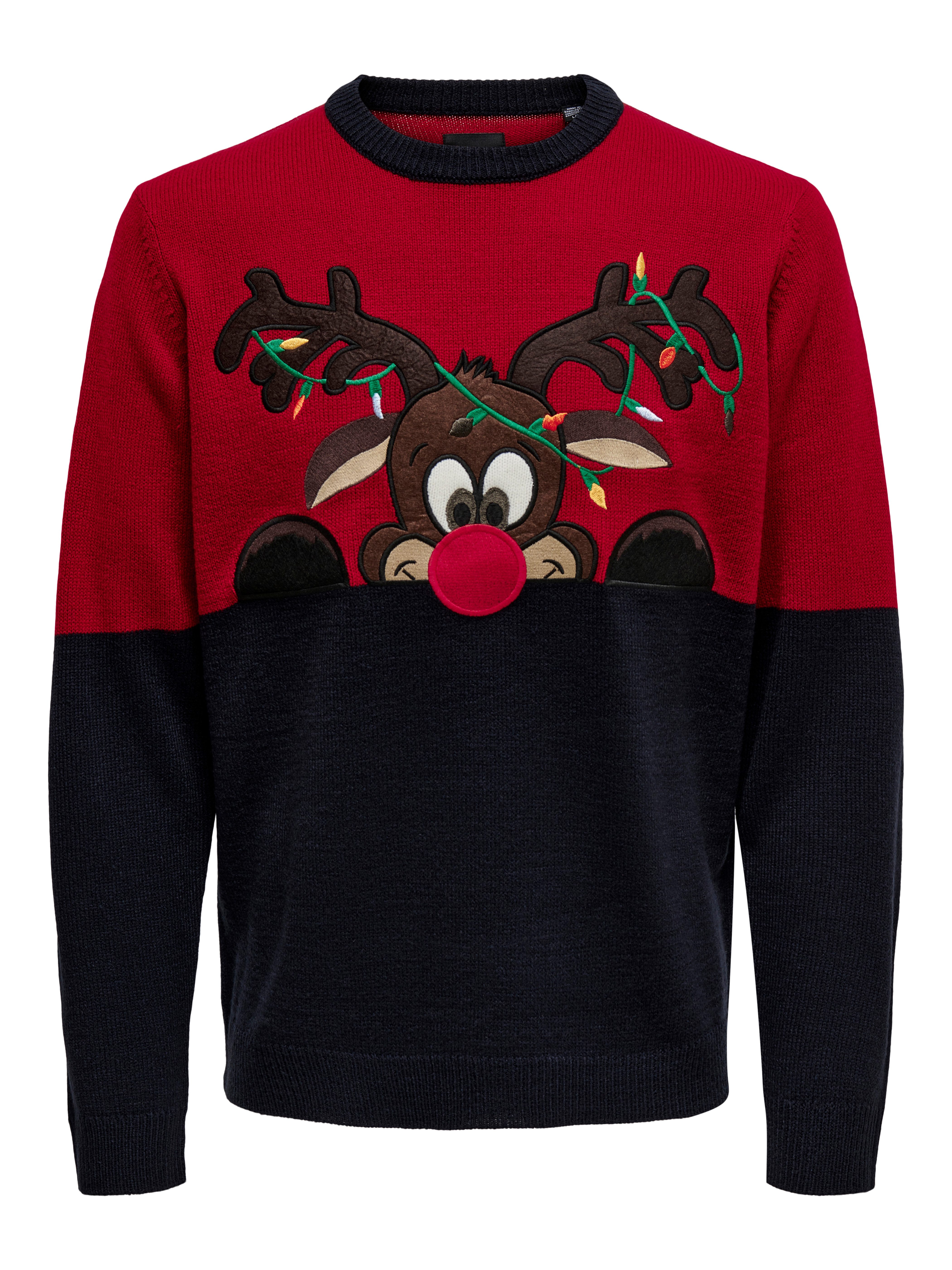ONLY & SONS Kersttrui met boord aan mouwen en zoom