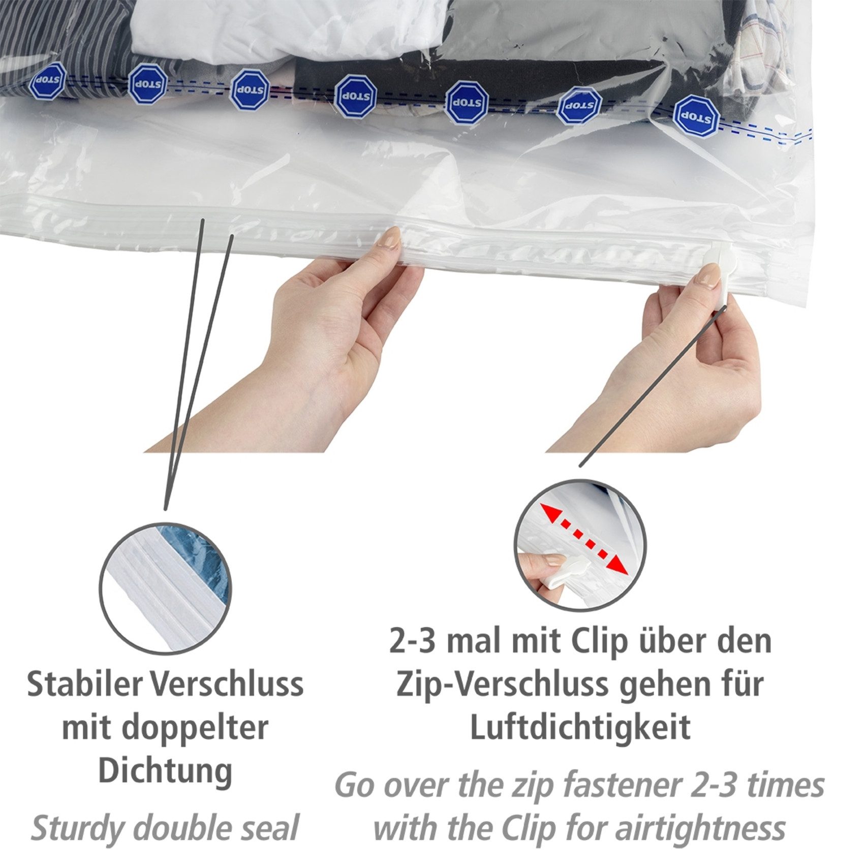 WENKO Kledinghoes Vacuüm mt. L (set, 2 stuks)