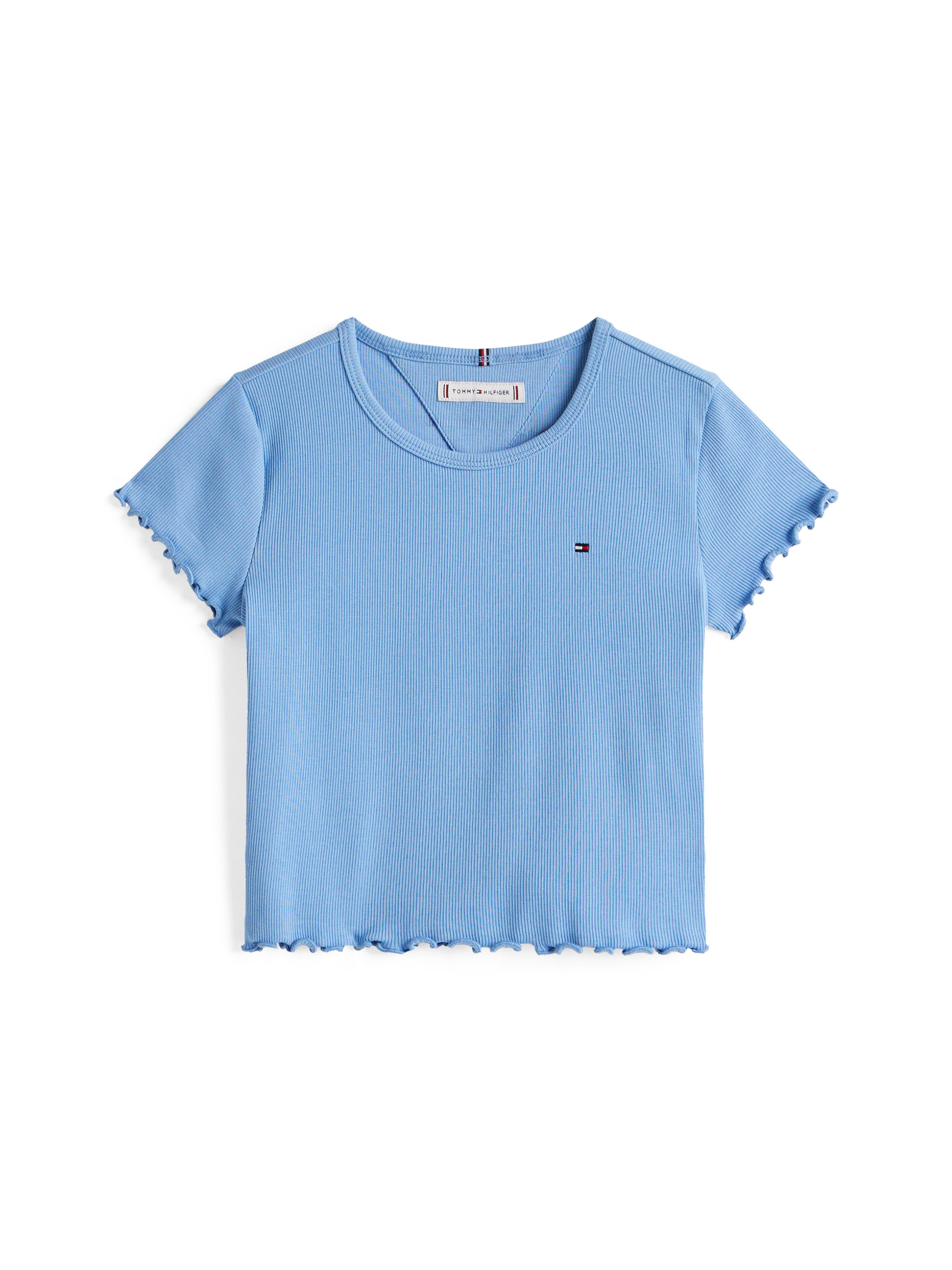 Tommy Hilfiger T-shirt ESSENTIAL RIB TOP SS met babylock-randen, met logo-borduursel
